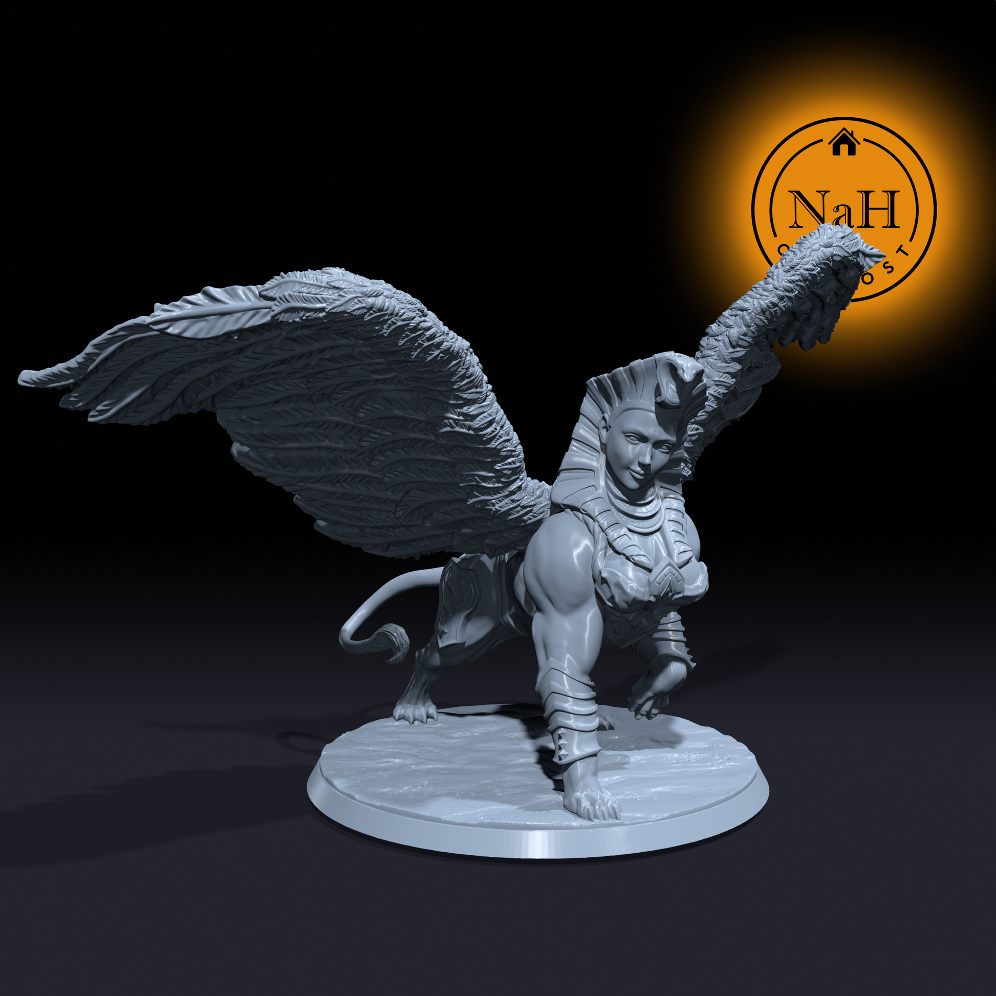 Gryphara, the Winged Wisdom | Odiphia | Sphinx miniature for Tabletop games like D&D and War Gaming| Dungeons and Dragons Mini | RN estudio