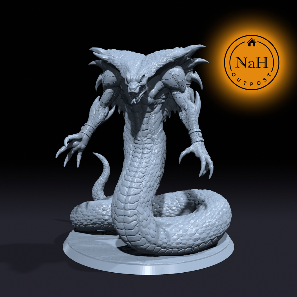 Ssathar, the Coiled Menace | Snake Abomination miniature for Tabletop games like D&D and War Gaming| Dungeons and Dragons Mini | RN estudio