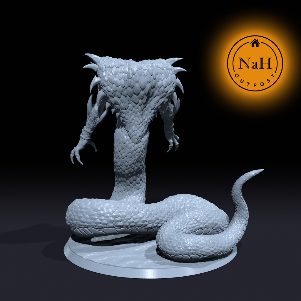 Ssathar, the Coiled Menace | Snake Abomination miniature for Tabletop games like D&D and War Gaming| Dungeons and Dragons Mini | RN estudio