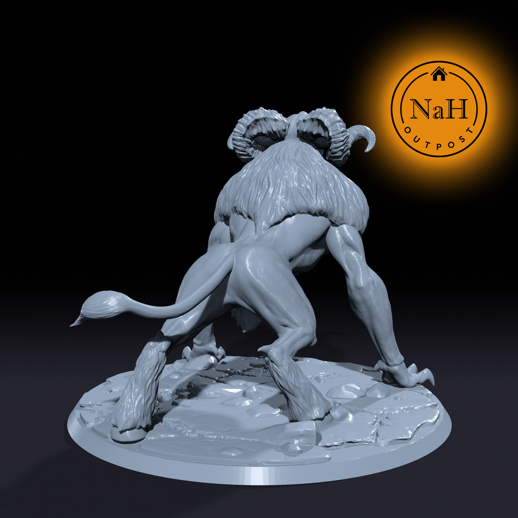 Gloomfleece, the Shadowed Horn | Dire Ram | Goat Demon miniature for Tabletop games like D&D and War Gaming| Dungeons and Dragons Mini | RN estudio
