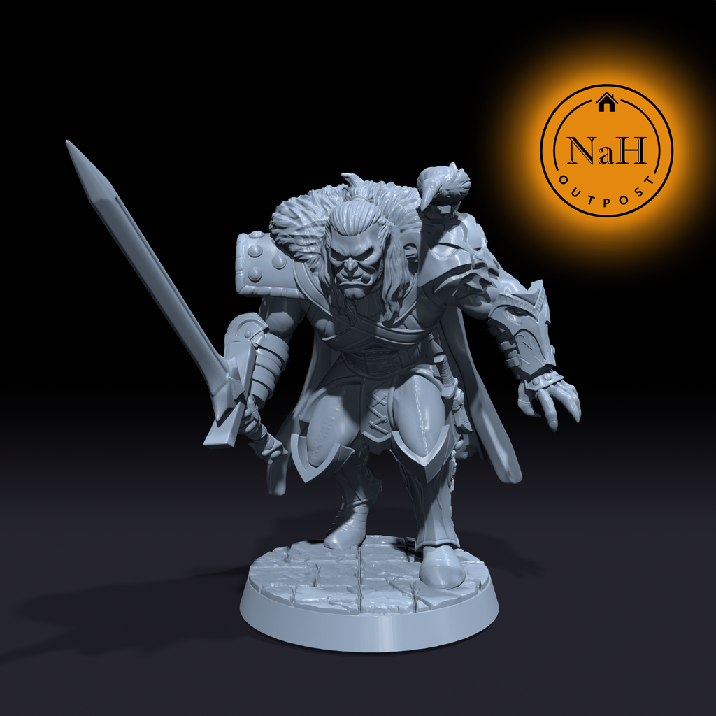 Grom Skullcleaver | Gazzmal | Orc Barbarian | Half-Orc Miniature for Tabletop games like D&D and War Gaming| Dungeons and Dragons Mini