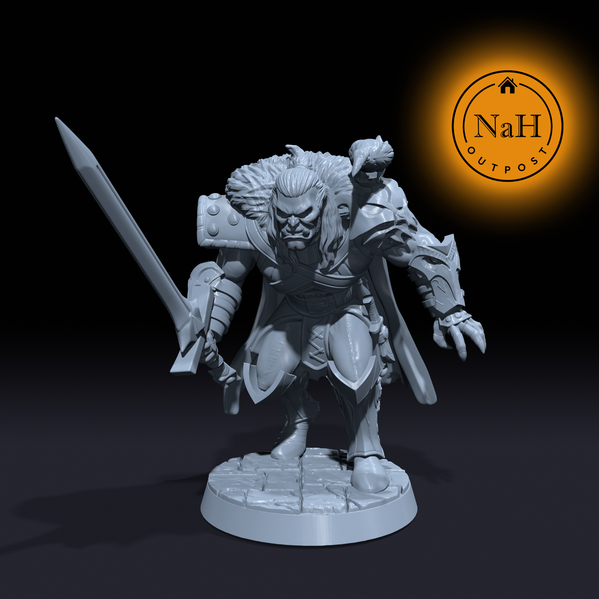 Grom Skullcleaver | Gazzmal | Orc Barbarian | Half-Orc Miniature for Tabletop games like D&D and War Gaming| Dungeons and Dragons Mini