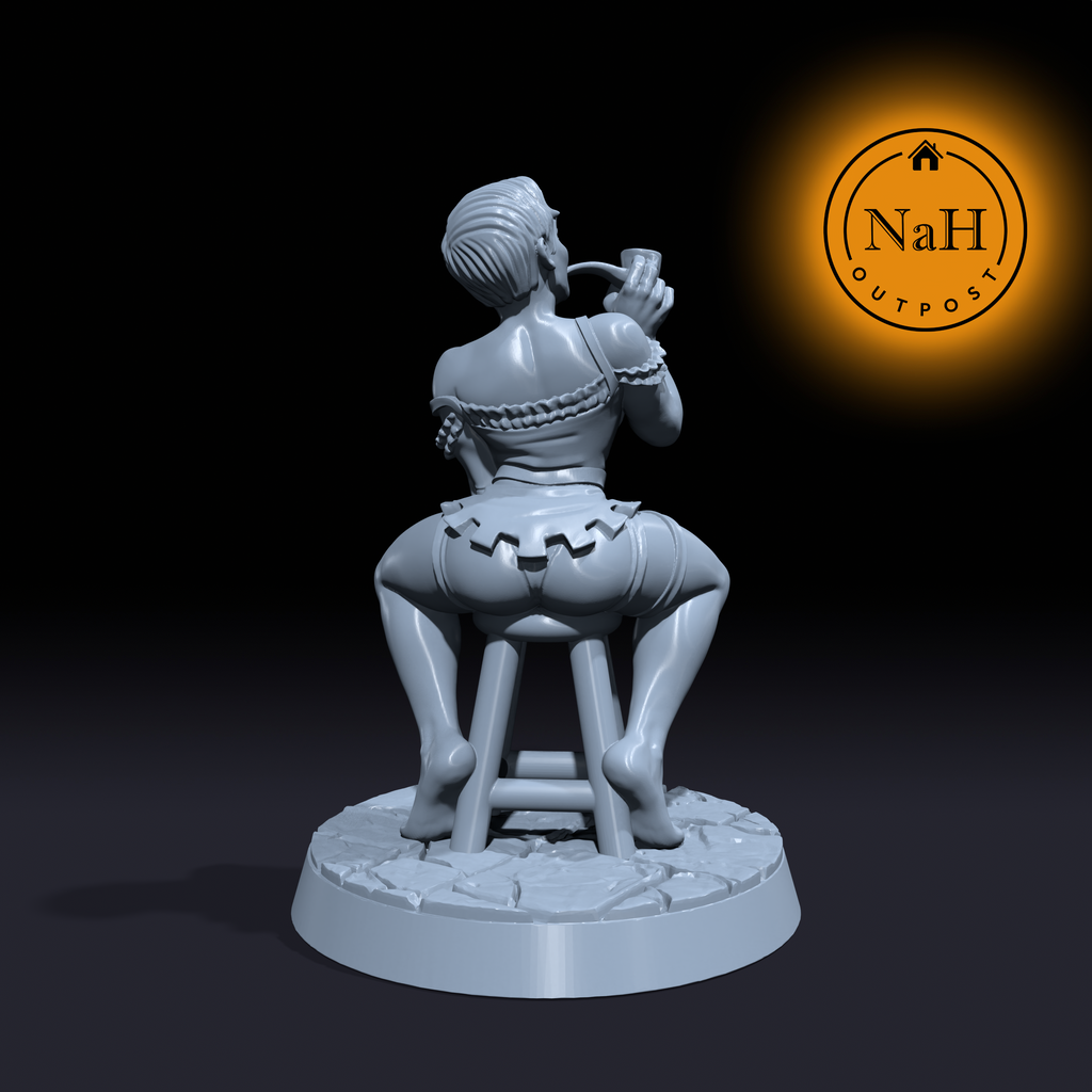 Scarlett Smokeheart | Kara | Pinup Female Barmaid miniature for Tabletop games like D&D and War Gaming| Dungeons and Dragons Mini | RN estudio