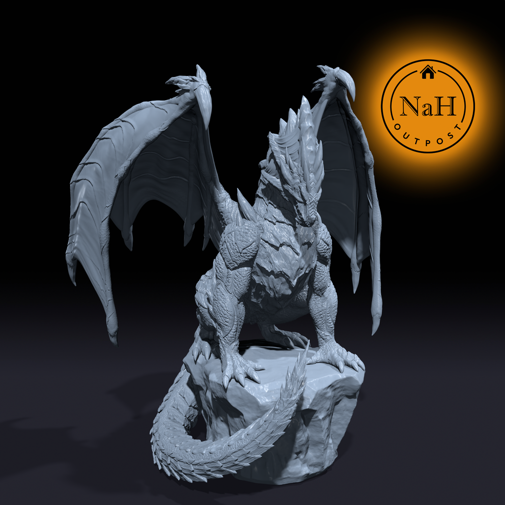 Krukhnir, Tyrant of the Ashlands | Ancient Red Dragon miniature for Tabletop games like D&D and War Gaming| Dungeons and Dragons Mini | Red Green Blue Black White