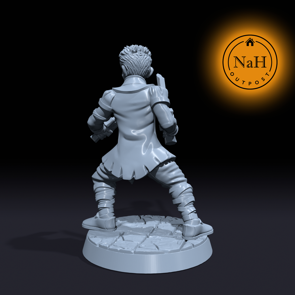 Droso Silvershanks | Rogue | Fighter | Bladedancer miniature for Tabletop games like D&D and War Gaming| Dungeons and Dragons Mini | RN estudio