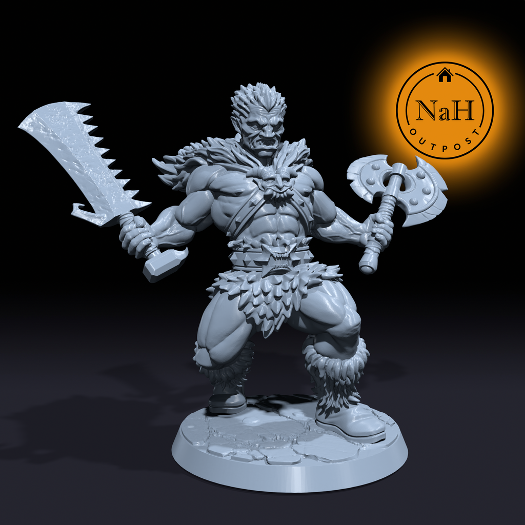 Ikari Bloodaxe |Half-Orc Barbarian | Orc Fighter | Warrior miniature for Tabletop games like D&D and War Gaming| Dungeons and Dragons Mini