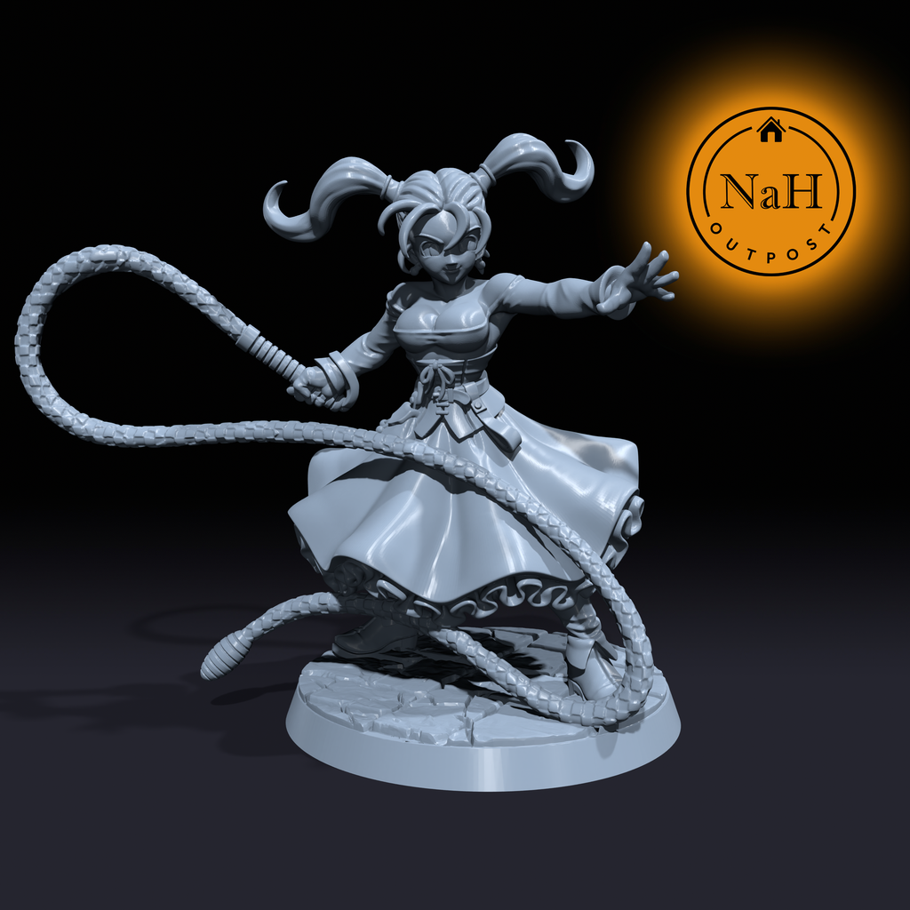 Sally Whipcracker, Mistress of Shadows | Warlock miniature for Tabletop games like D&D and War Gaming| Dungeons and Dragons Mini | RN estudio