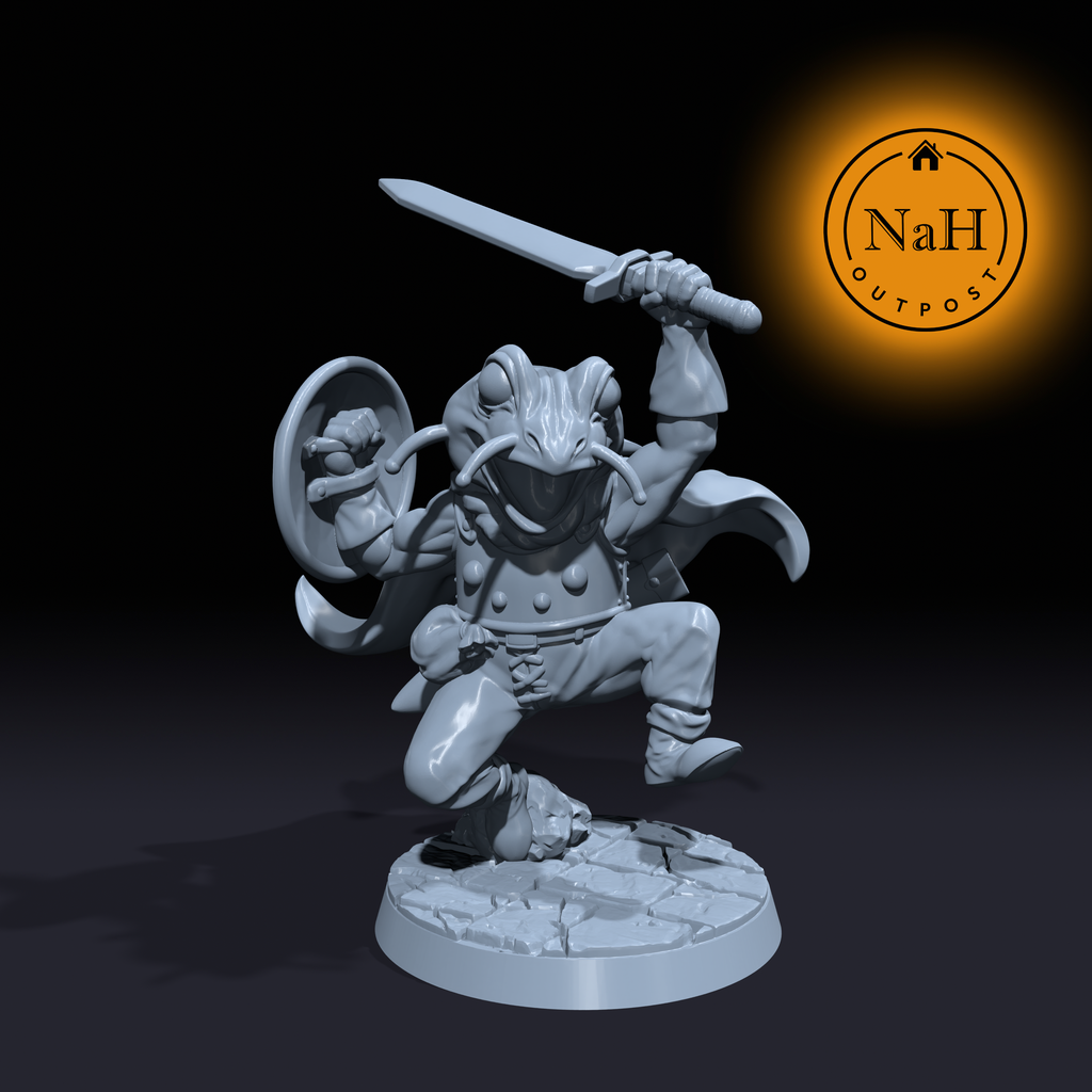Croak, Shieldbreaker of the Lilypad | Toadin | Frog Folk | Toad Fighter | Cleric miniature for Tabletop games like D&D and War Gaming| Dungeons and Dragons Mini | RN estudio