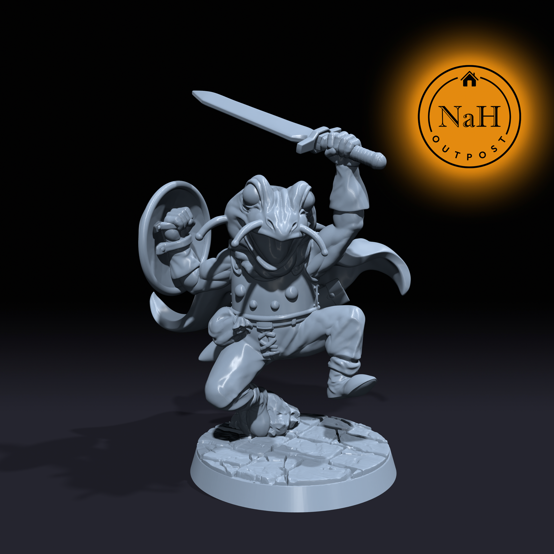 Croak, Shieldbreaker of the Lilypad | Toadin | Frog Folk | Toad Fighter | Cleric miniature for Tabletop games like D&D and War Gaming| Dungeons and Dragons Mini | RN estudio