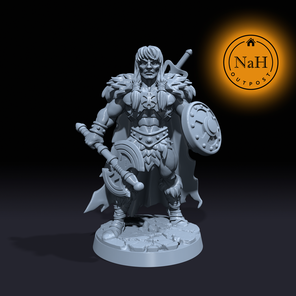 King Kull-Axe, the Unconquered | Barbarian | Fighter | Cleric miniature for Tabletop games like D&D and War Gaming| Dungeons and Dragons Mini | RN estudio
