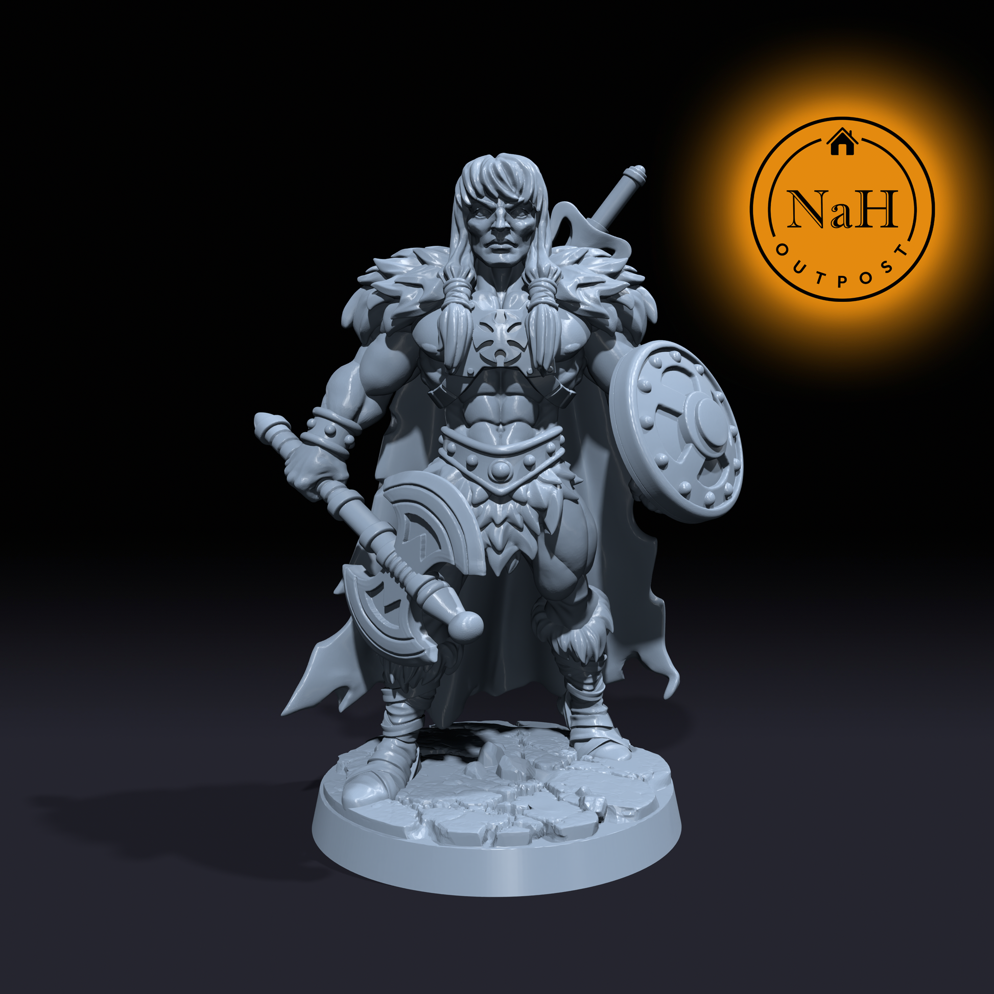 King Kull-Axe, the Unconquered | Barbarian | Fighter | Cleric miniature for Tabletop games like D&D and War Gaming| Dungeons and Dragons Mini | RN estudio