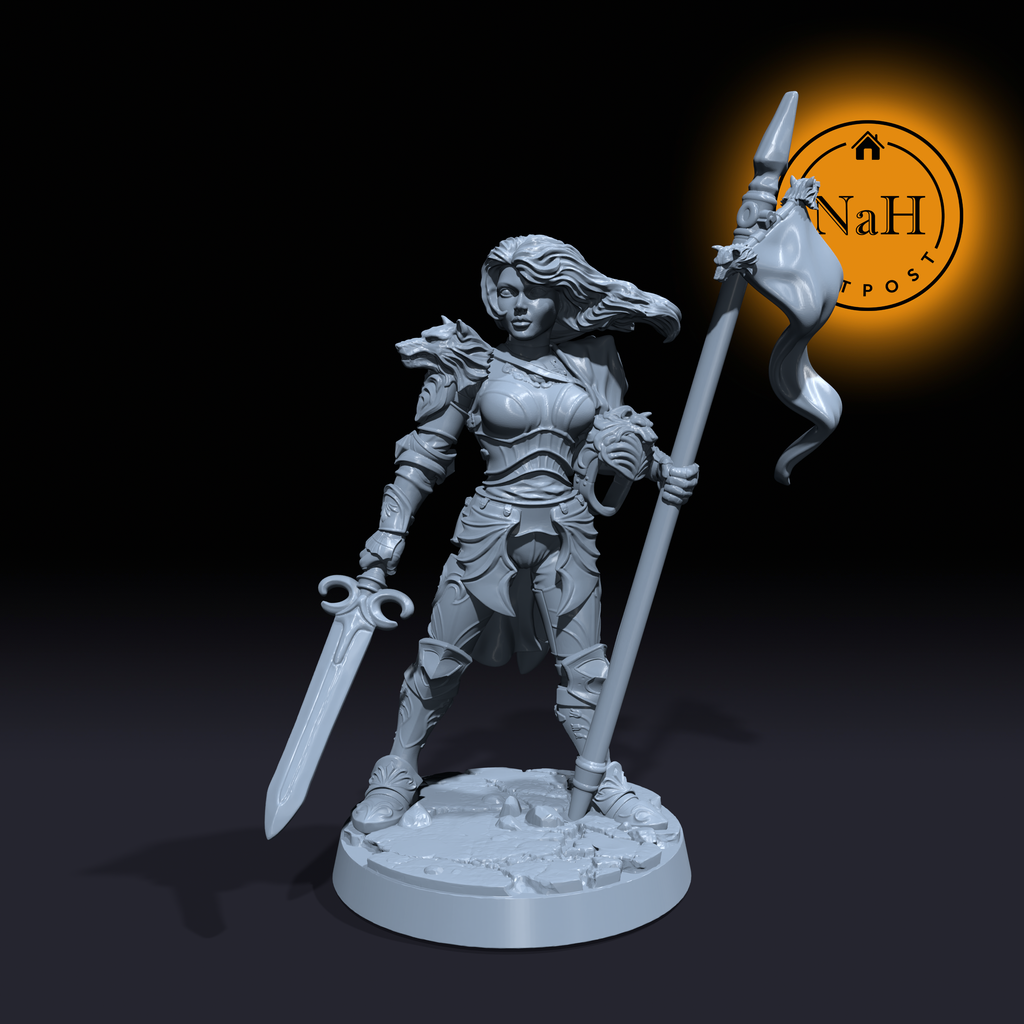 Freya Wolfsbane | Brunhilda | Female Knight or Paladin miniature for Tabletop games like D&D and War Gaming| Dungeons and Dragons Pinup Mini
