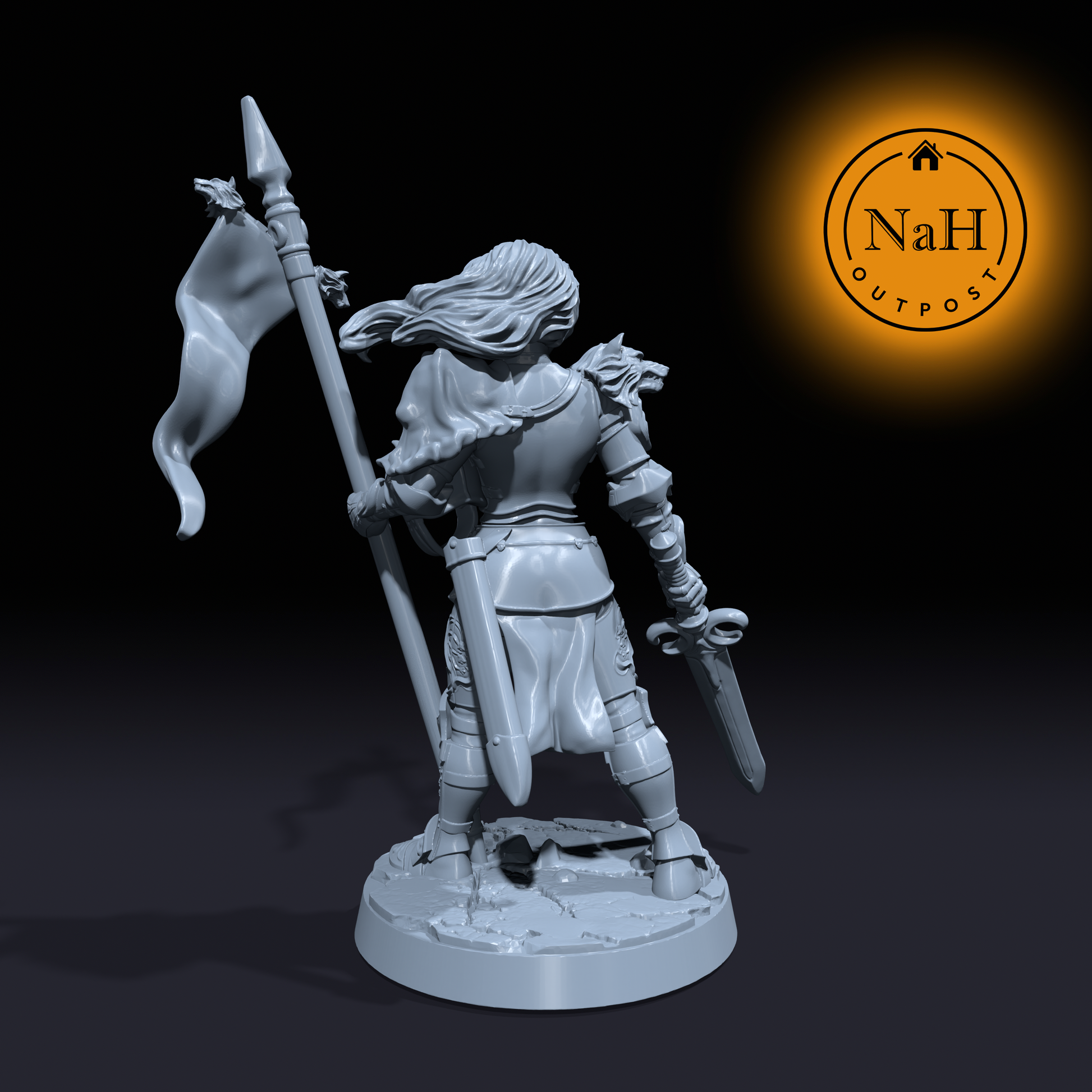 Freya Wolfsbane | Brunhilda | Female Knight or Paladin miniature for Tabletop games like D&D and War Gaming| Dungeons and Dragons Pinup Mini