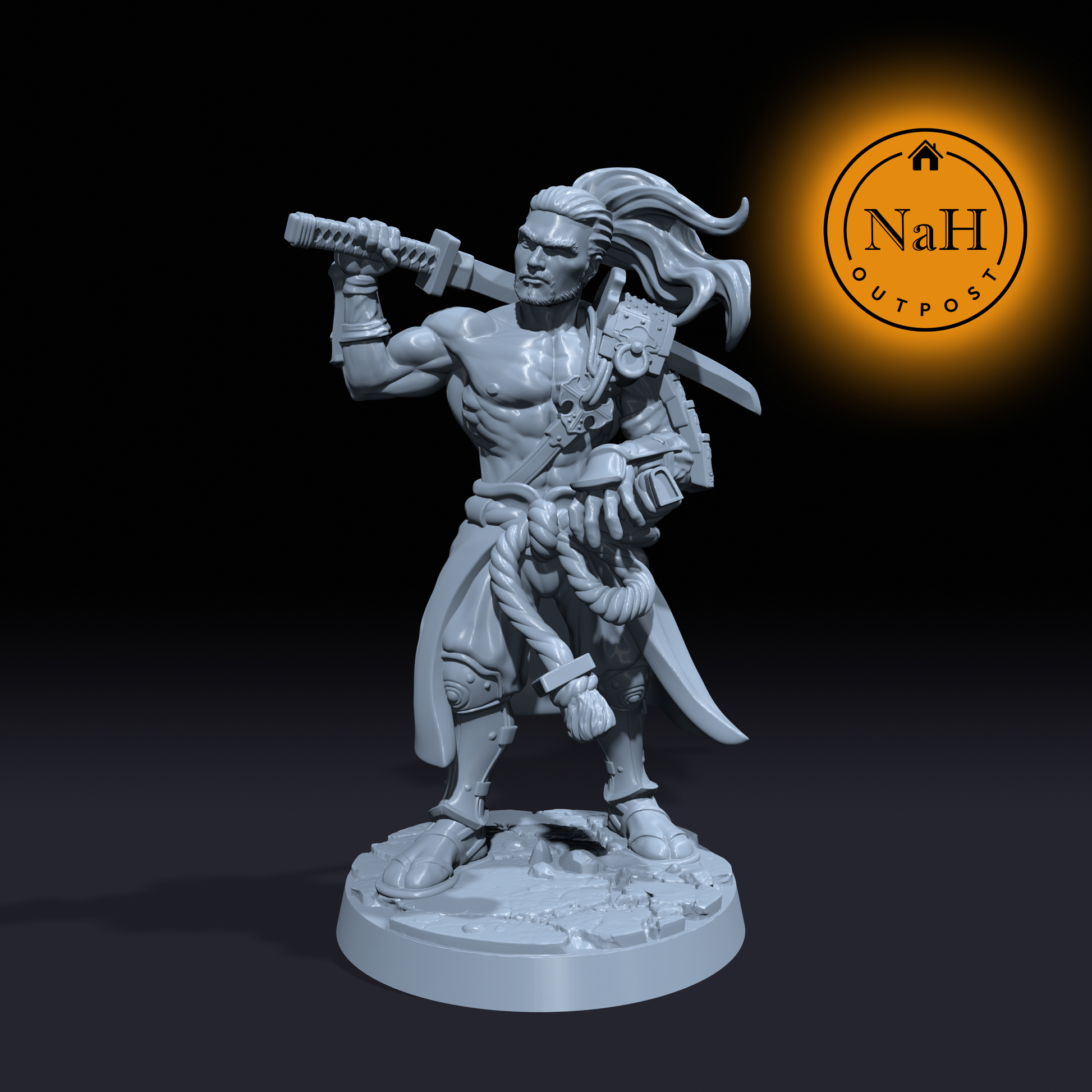 Hiro Stormwind | Heihashi | Wandering Ronin | Fighter | Samurai miniature for Tabletop games like D&D and War Gaming| Dungeons and Dragons Mini