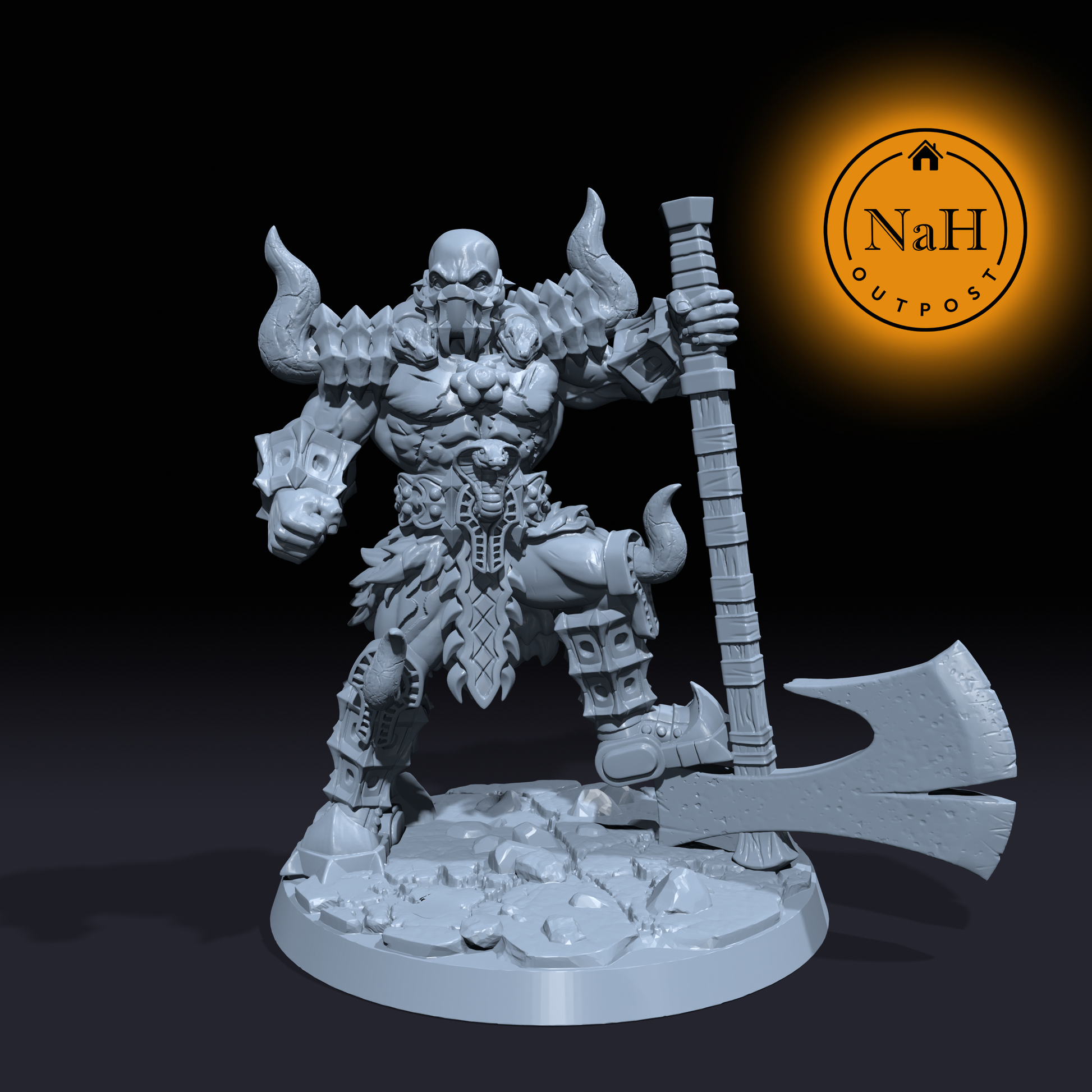 Kargath Bloodblade | Ostorath Axeman | Barbarian miniature for Tabletop games like D&D and War Gaming| Dungeons and Dragons Mini | RN estudio