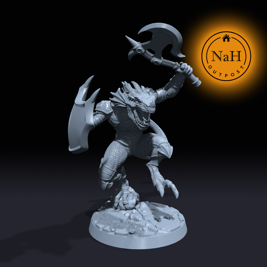 Krell Bloodflame | Saurian | Dragonborn Barbarian | Cleric or Paladin miniature for Tabletop games like D&D and War Gaming| Dungeons and Dragons Mini