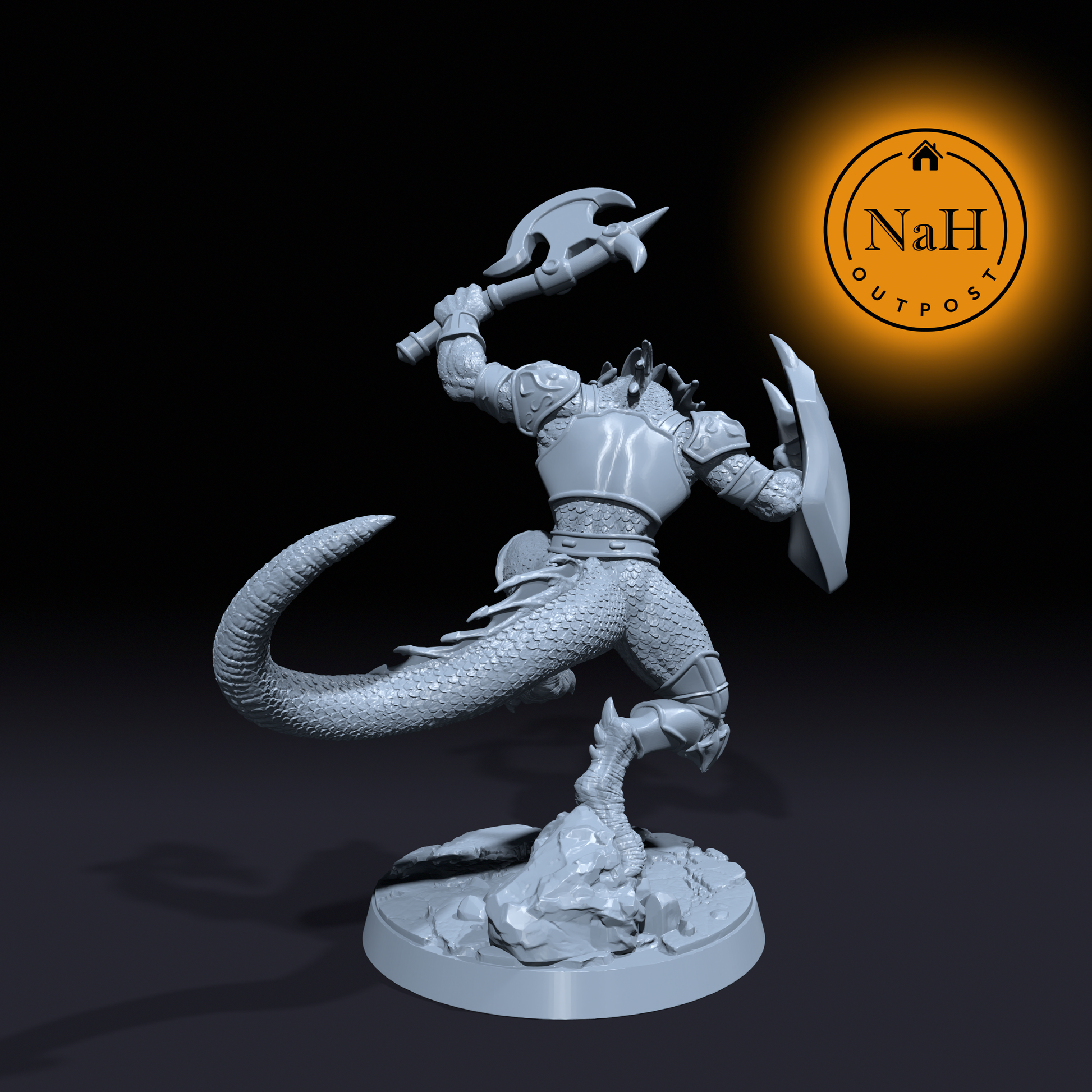 Krell Bloodflame | Saurian | Dragonborn Barbarian | Cleric or Paladin miniature for Tabletop games like D&D and War Gaming| Dungeons and Dragons Mini