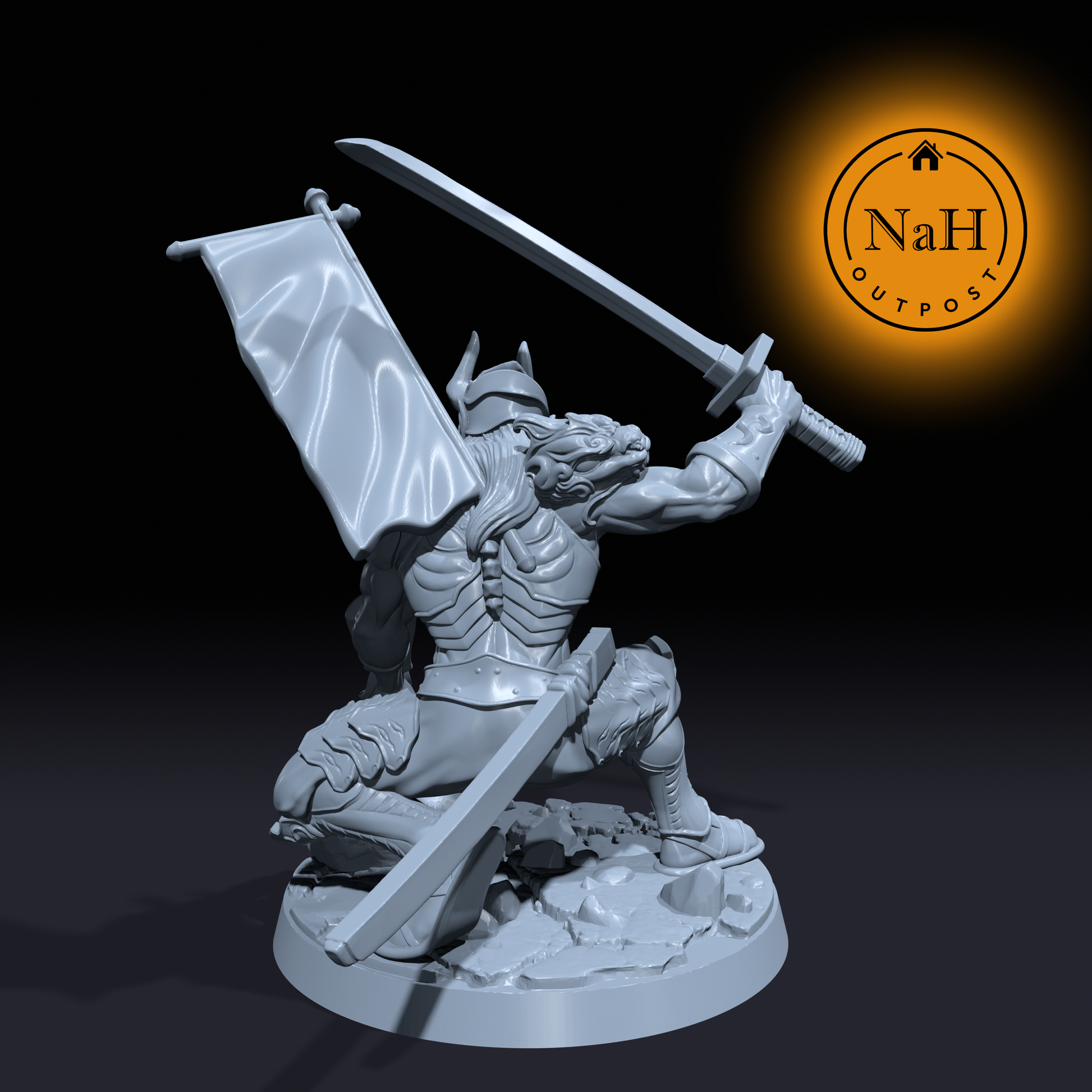 Hideo Onibane | Yoshinobu | Demonic Samurai or Oni  miniature for Tabletop games like D&D and War Gaming| Dungeons and Dragons Mini