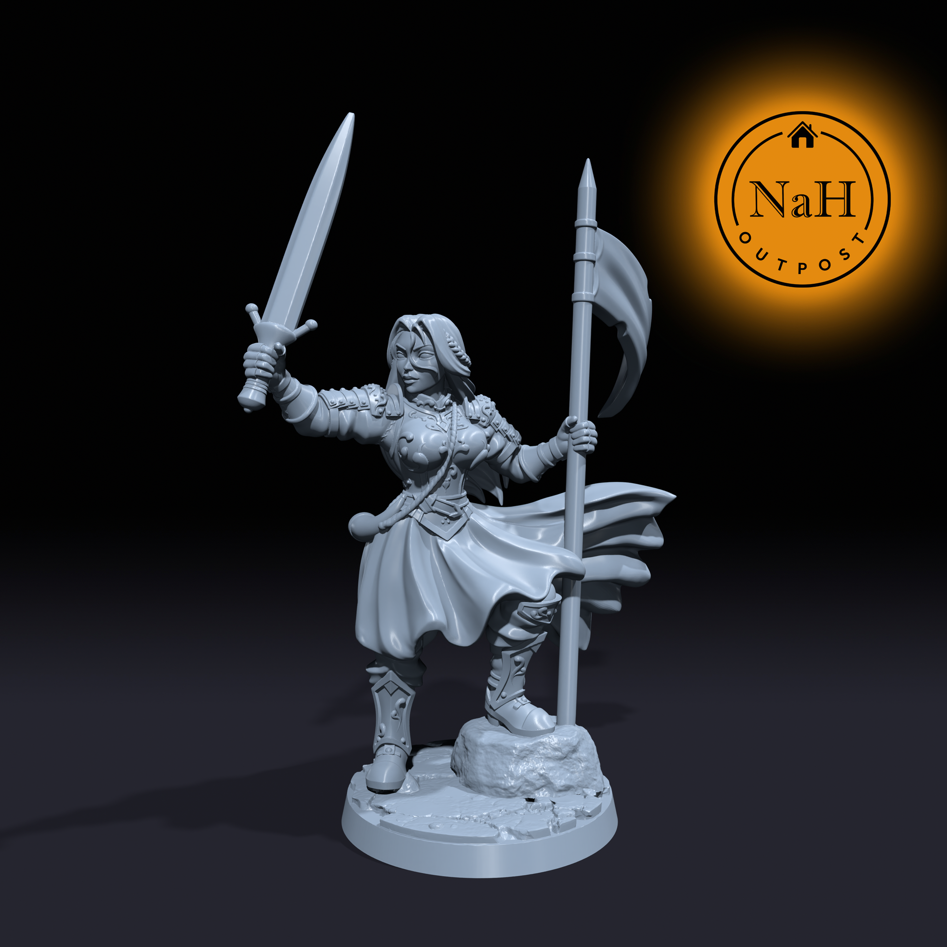 Elara Lionheart | Aegwynne | Female Barbarian Battlemaiden miniature for Tabletop games like D&D and War Gaming| Dungeons and Dragons Mini