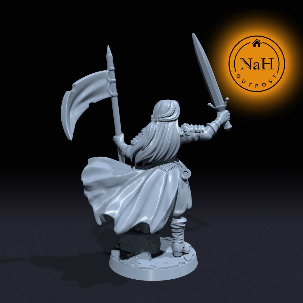 Elara Lionheart | Aegwynne | Female Barbarian Battlemaiden miniature for Tabletop games like D&D and War Gaming| Dungeons and Dragons Mini