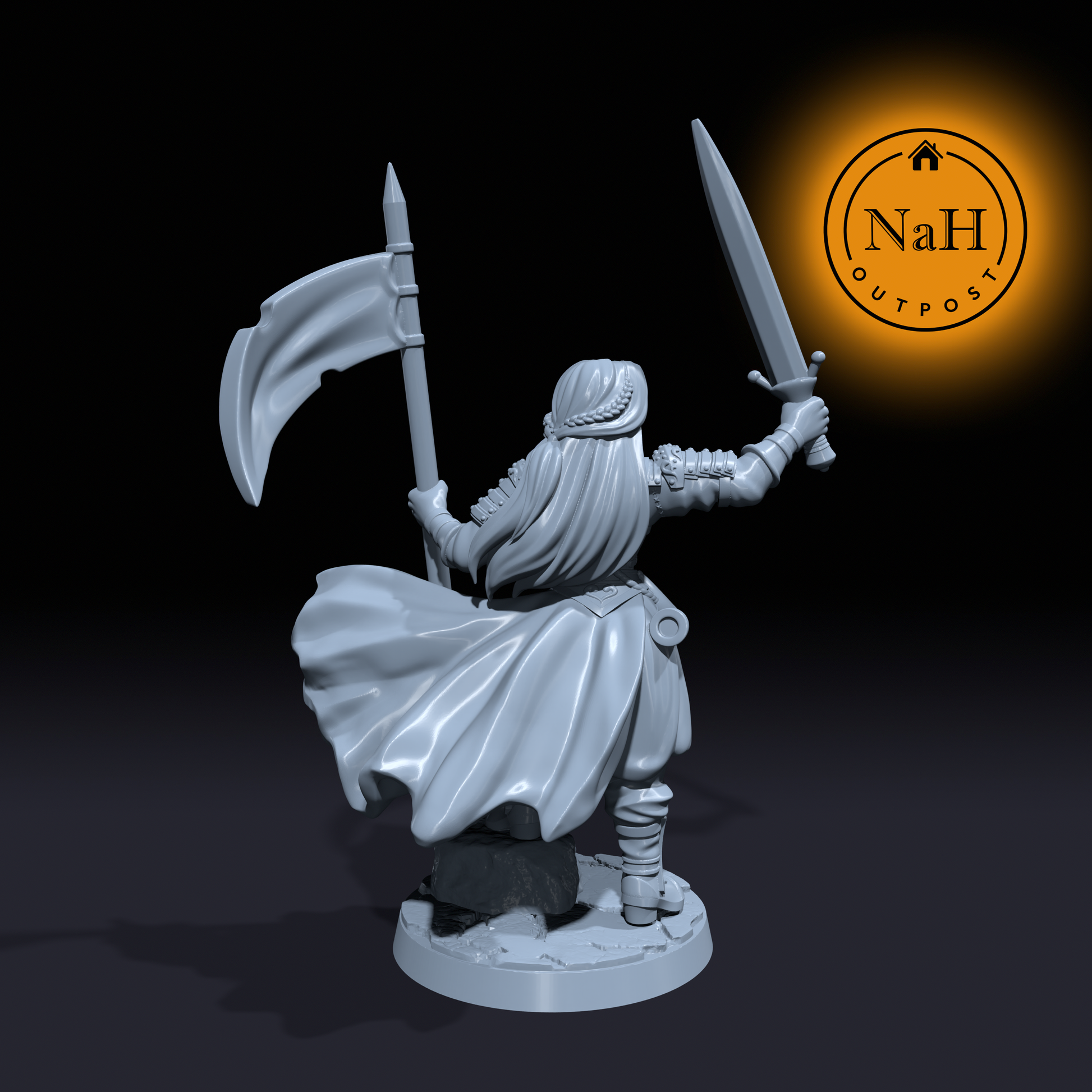 Elara Lionheart | Aegwynne | Female Barbarian Battlemaiden miniature for Tabletop games like D&D and War Gaming| Dungeons and Dragons Mini