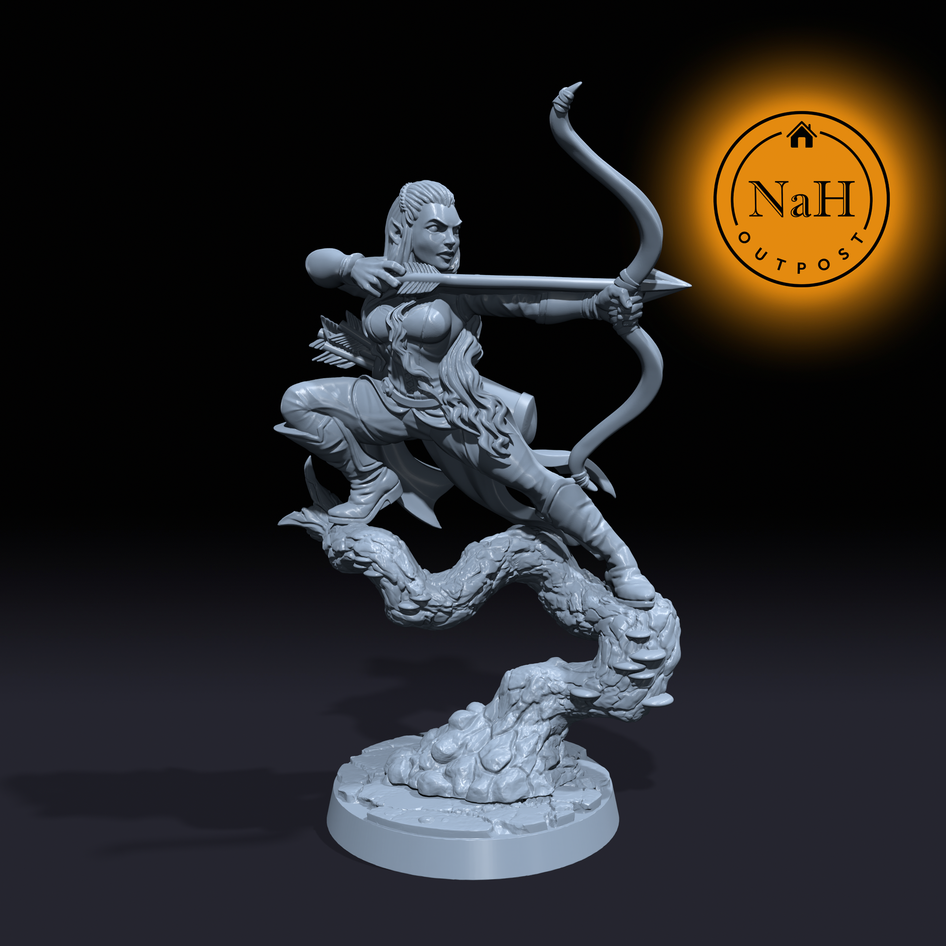 Liana Swiftarrow | Aurielle | Elven Female Archer | Hunter or Ranger miniature for Tabletop games like D&D and War Gaming| Dungeons and Dragons Mini