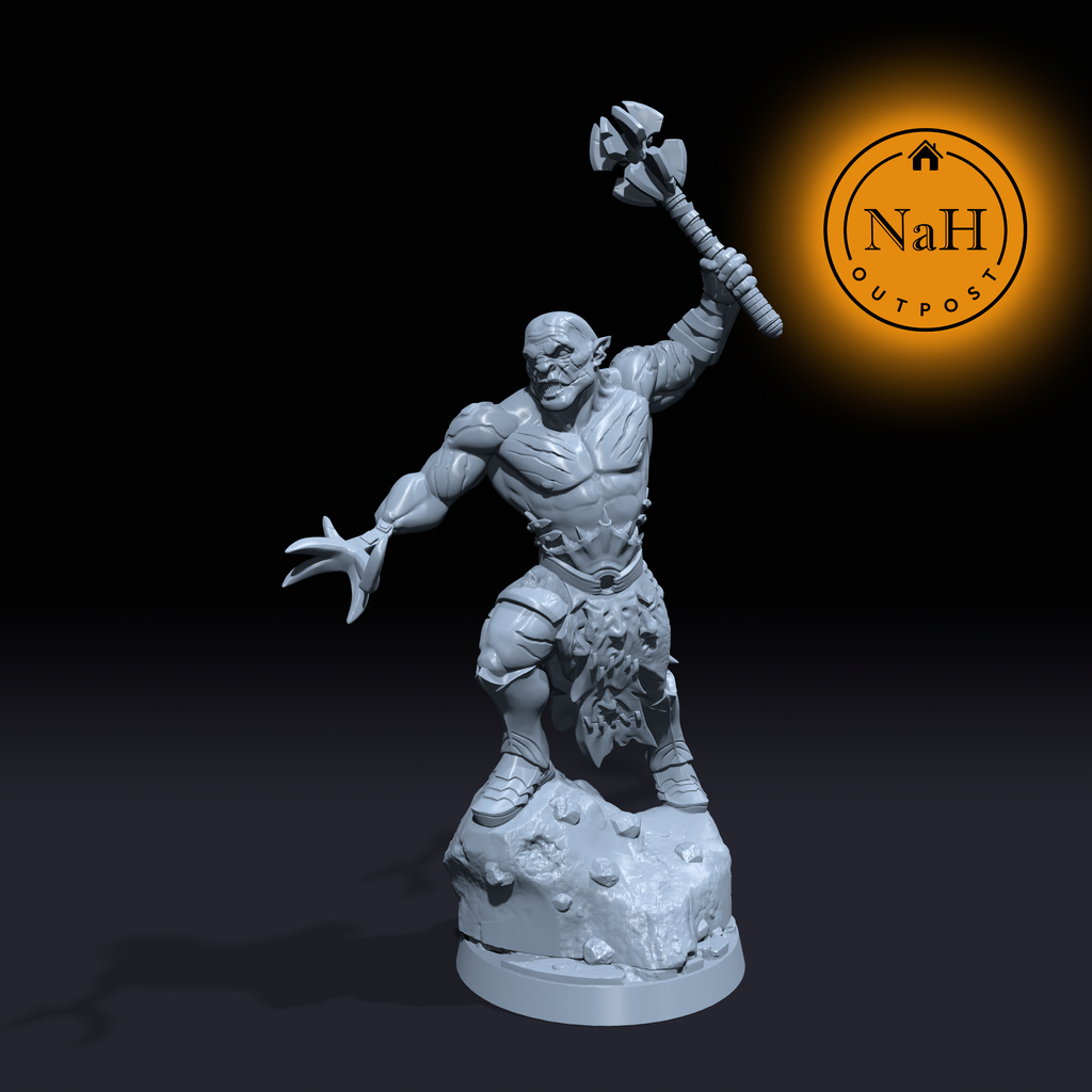 Tharok the Unbroken | Azzarok | Orc Chieftain | Barbarian miniature for Tabletop games like D&D and War Gaming| Dungeons and Dragons Mini | RN estudio