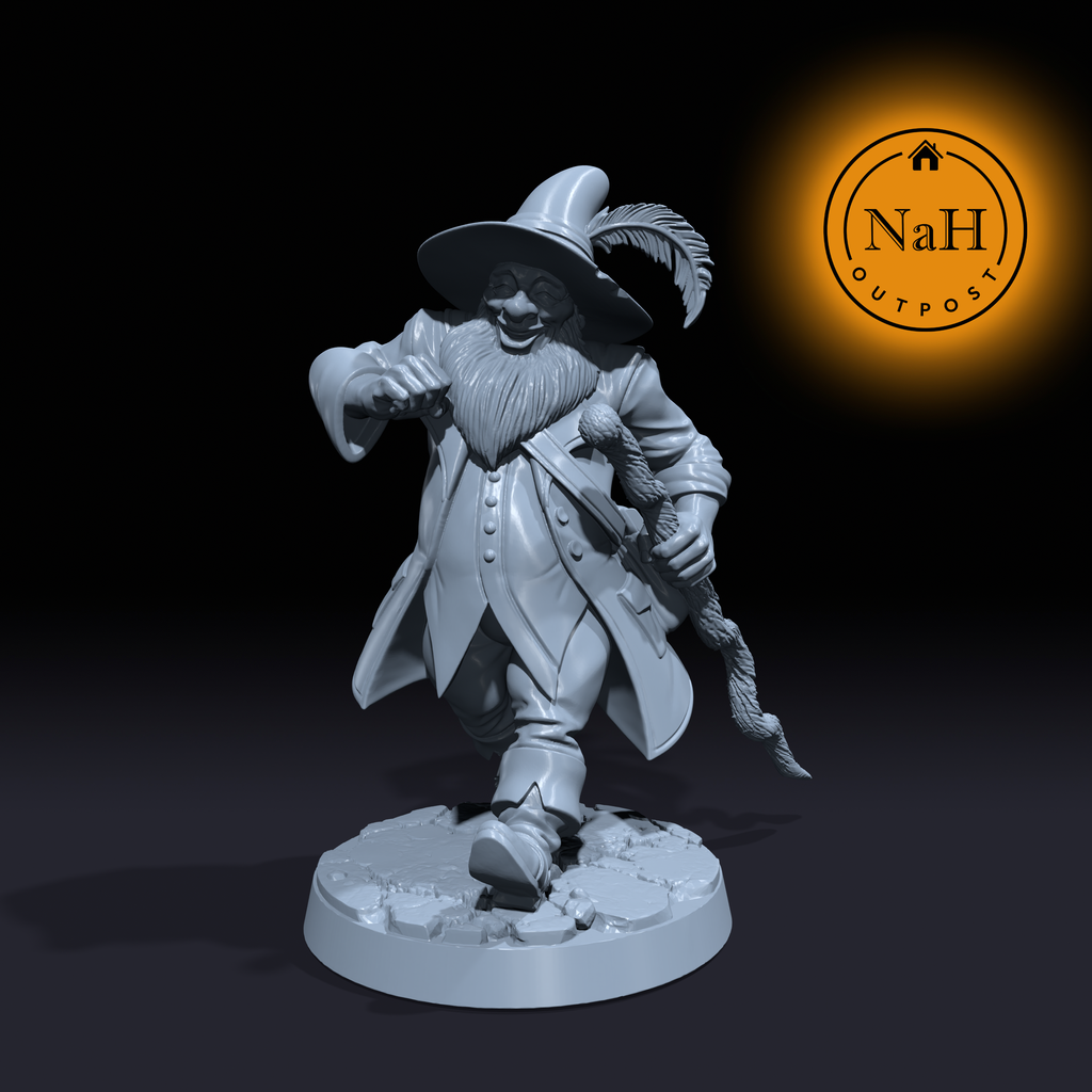 Merric Oakenshade | Halfling Wizard | Sorcerer | Bard miniature for Tabletop games like D&D and War Gaming| Dungeons and Dragons Mini