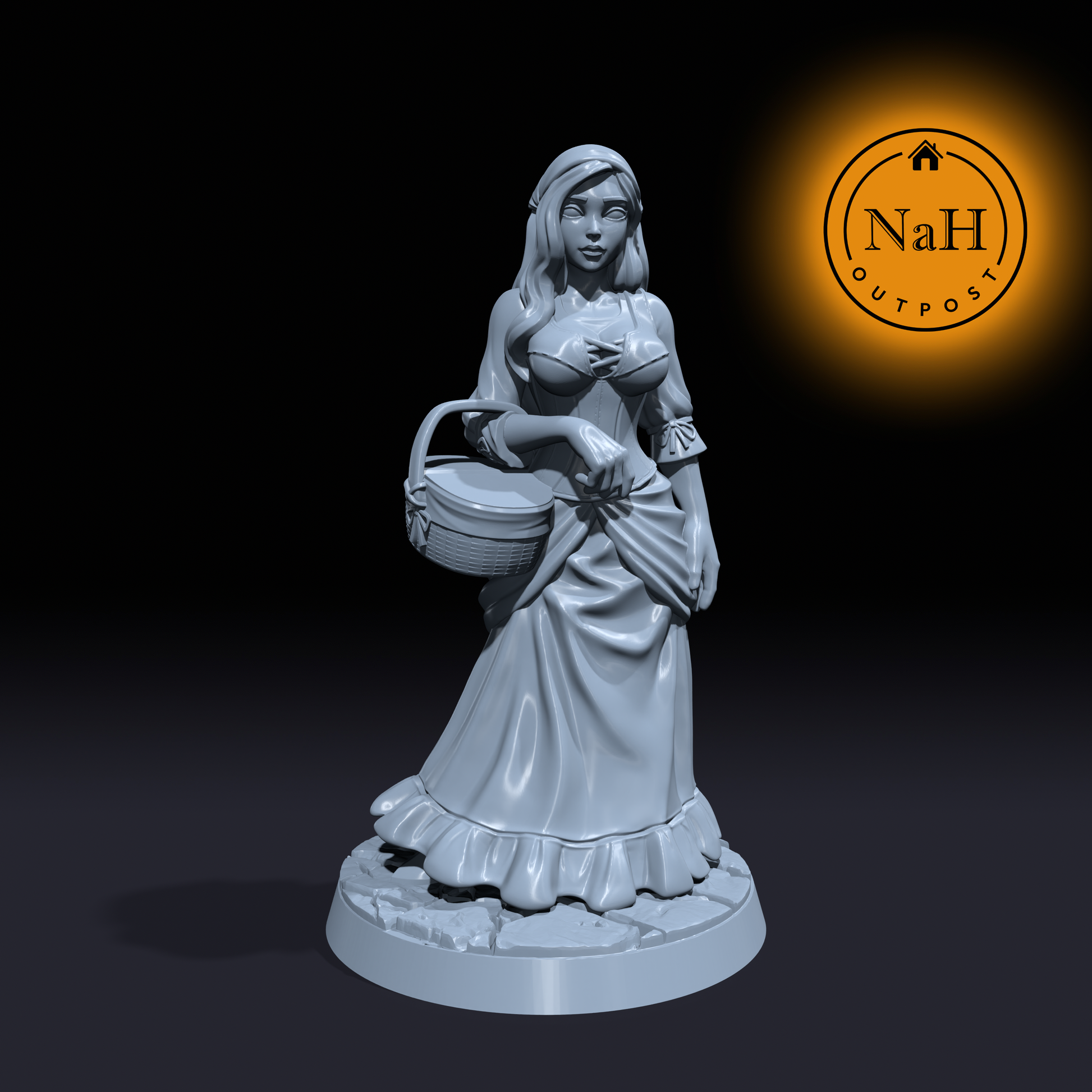 Clara Basketbearer | Alice | Female townsfolk miniature for Tabletop games like D&D and War Gaming| Dungeons and Dragons Mini | RN estudio
