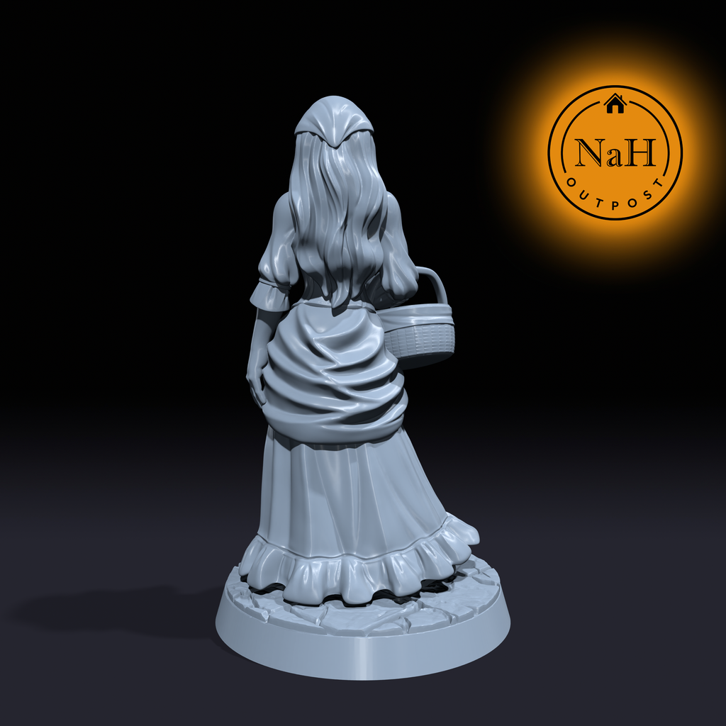 Clara Basketbearer | Alice | Female townsfolk miniature for Tabletop games like D&D and War Gaming| Dungeons and Dragons Mini | RN estudio