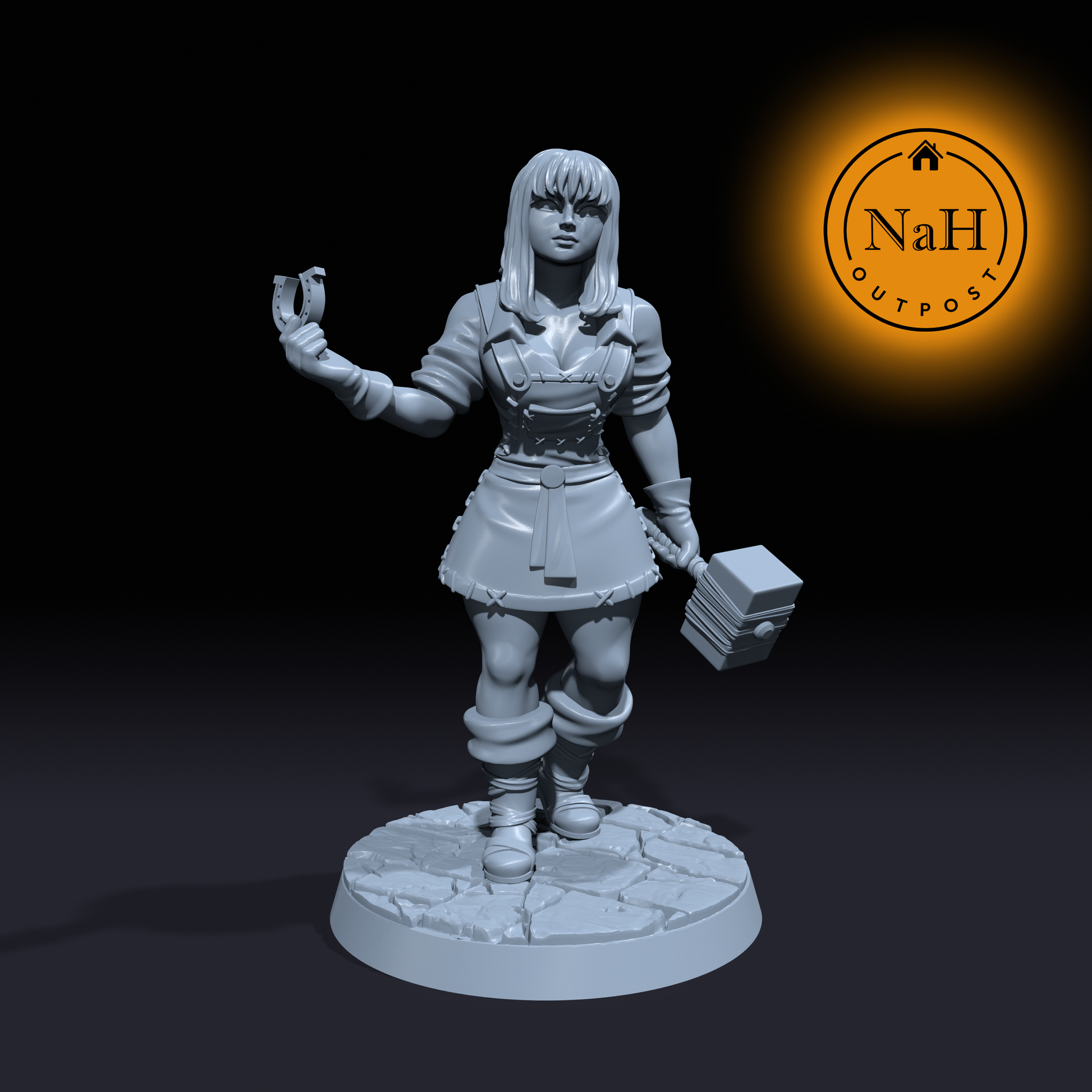 Brenda Ironhand | Female Townsfolk Blacksmith Miniature | Tabletop Games D&D War Gaming | Dungeons and Dragons Mini