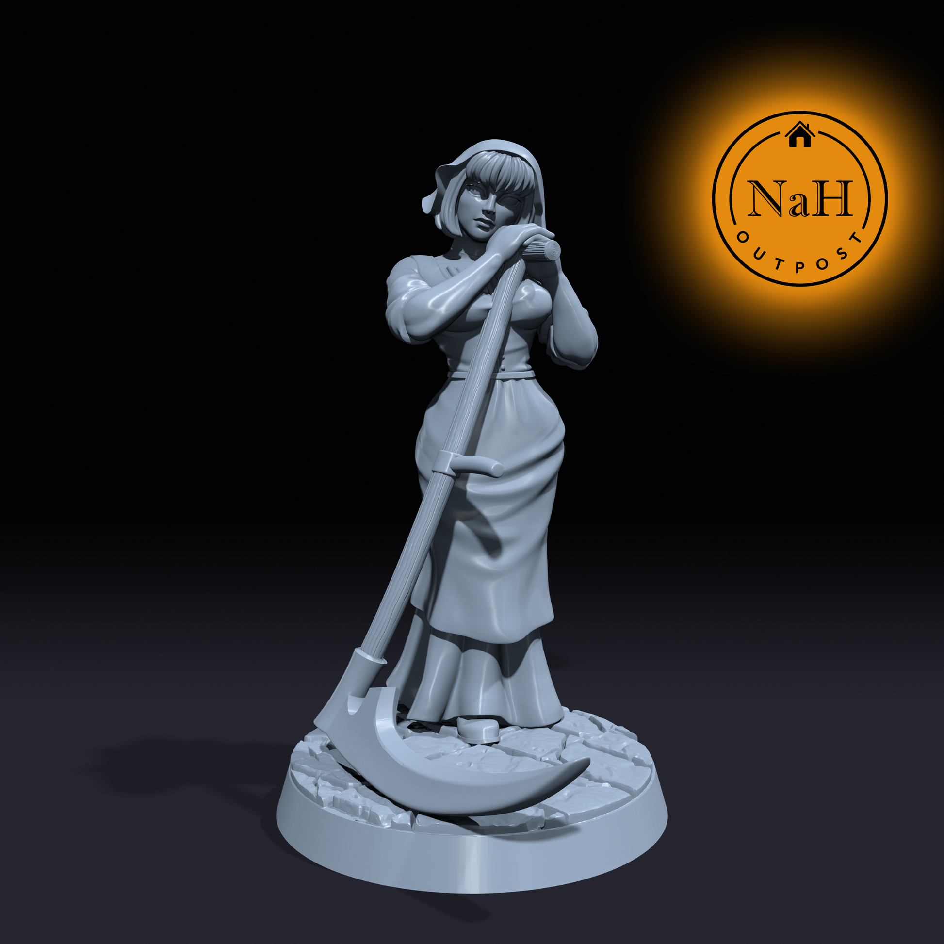 Rosalia | Female Reaper | Farmhand | Female Townsfolk miniature for Tabletop games like D&D and War Gaming| Dungeons and Dragons Mini | RN estudio