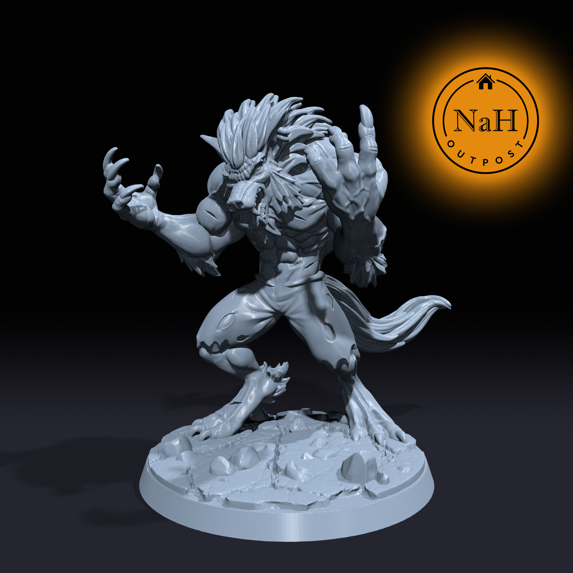 Brule, the Moonbane | Werewolf Miniature for Tabletop games like D&D and War Gaming| Dungeons and Dragons Mini | RN estudio