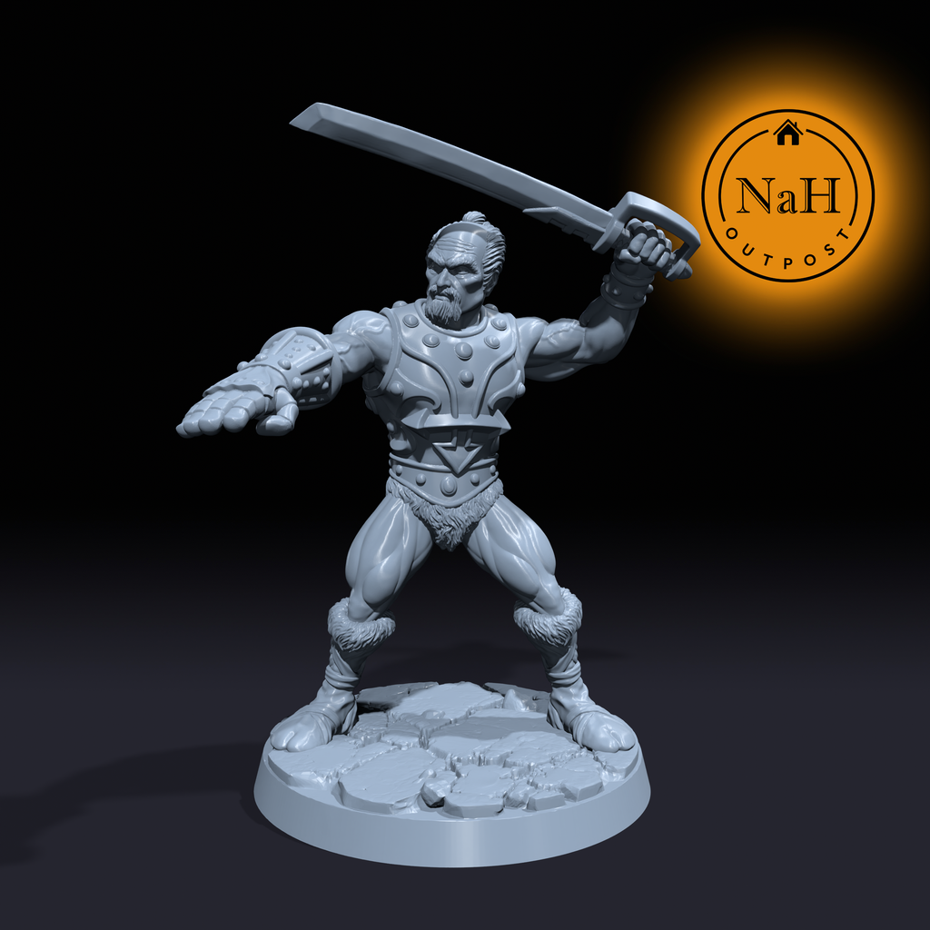 Shiatsu Steelblade | Human fighter | Barbarian Rogue miniature for Tabletop games like D&D and War Gaming| Dungeons and Dragons Mini | RN estudio