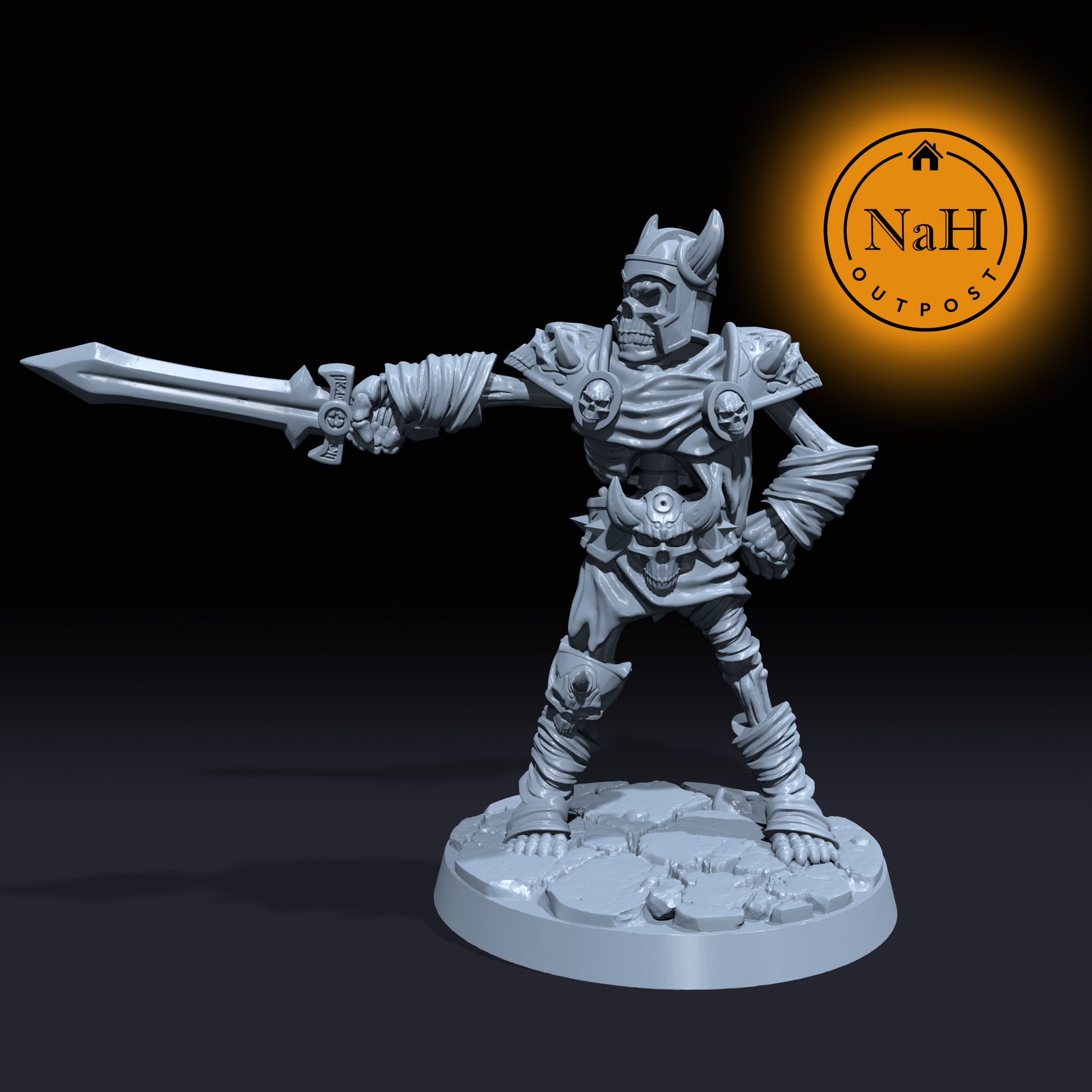 Skullblade, the Deathbringer | Skeleton Commander miniature for Tabletop games like D&D and War Gaming| Dungeons and Dragons Mini | RN estudio