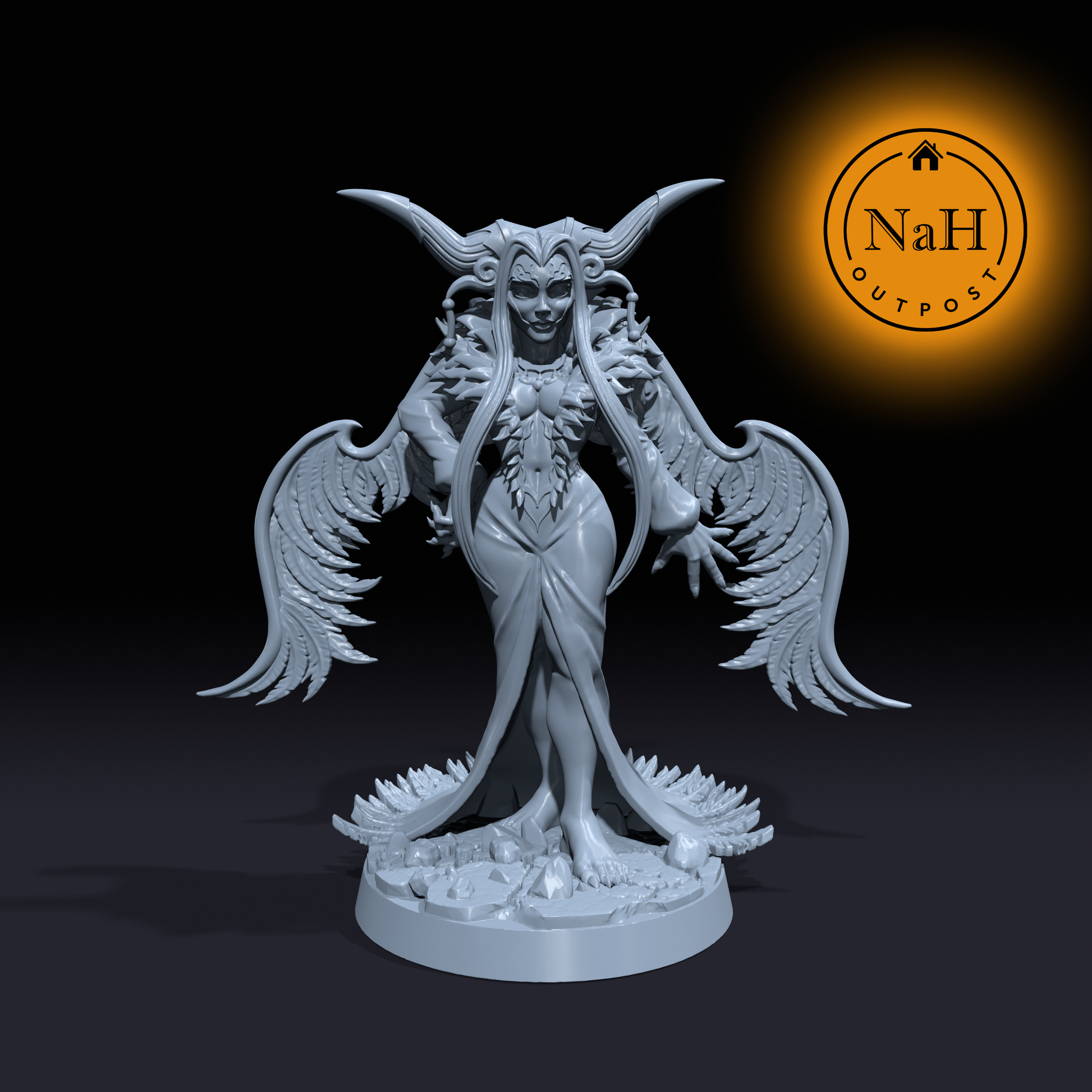 Lynaithna the Winged Tempest| Female Sorcerer Wizard miniature for Tabletop games like D&D and War Gaming| Dungeons and Dragons Mini | RN estudio