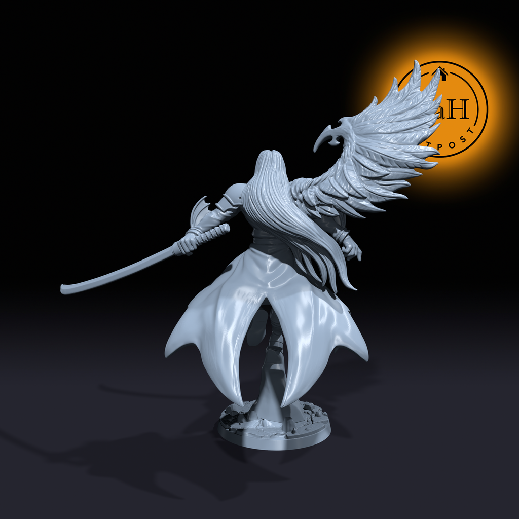 Sephirael, the One-Winged Fury | Winged Paladin miniature for Tabletop games like D&D and War Gaming| Dungeons and Dragons Mini | RN estudio