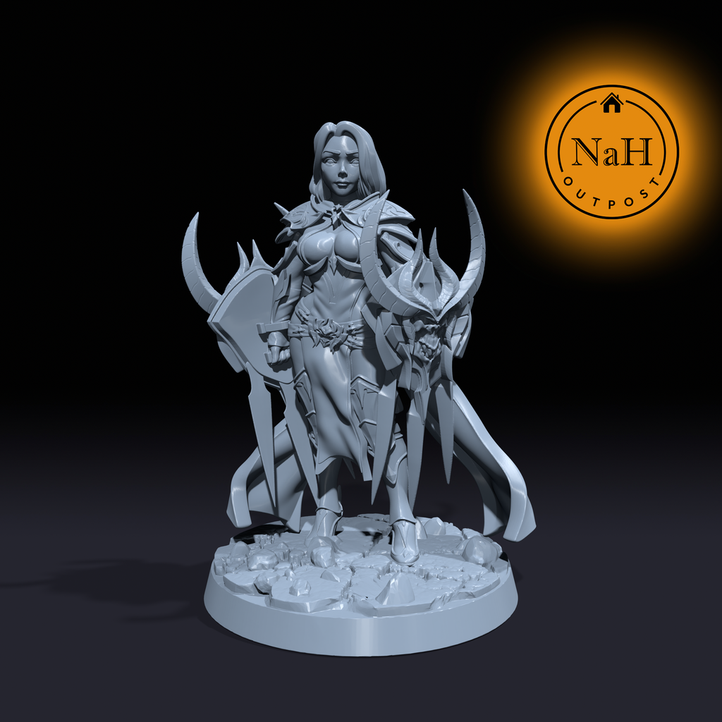 Sheah Steelfist | Female Death Knight Rogue miniature for Tabletop games like D&D and War Gaming| Dungeons and Dragons Mini | RN estudio