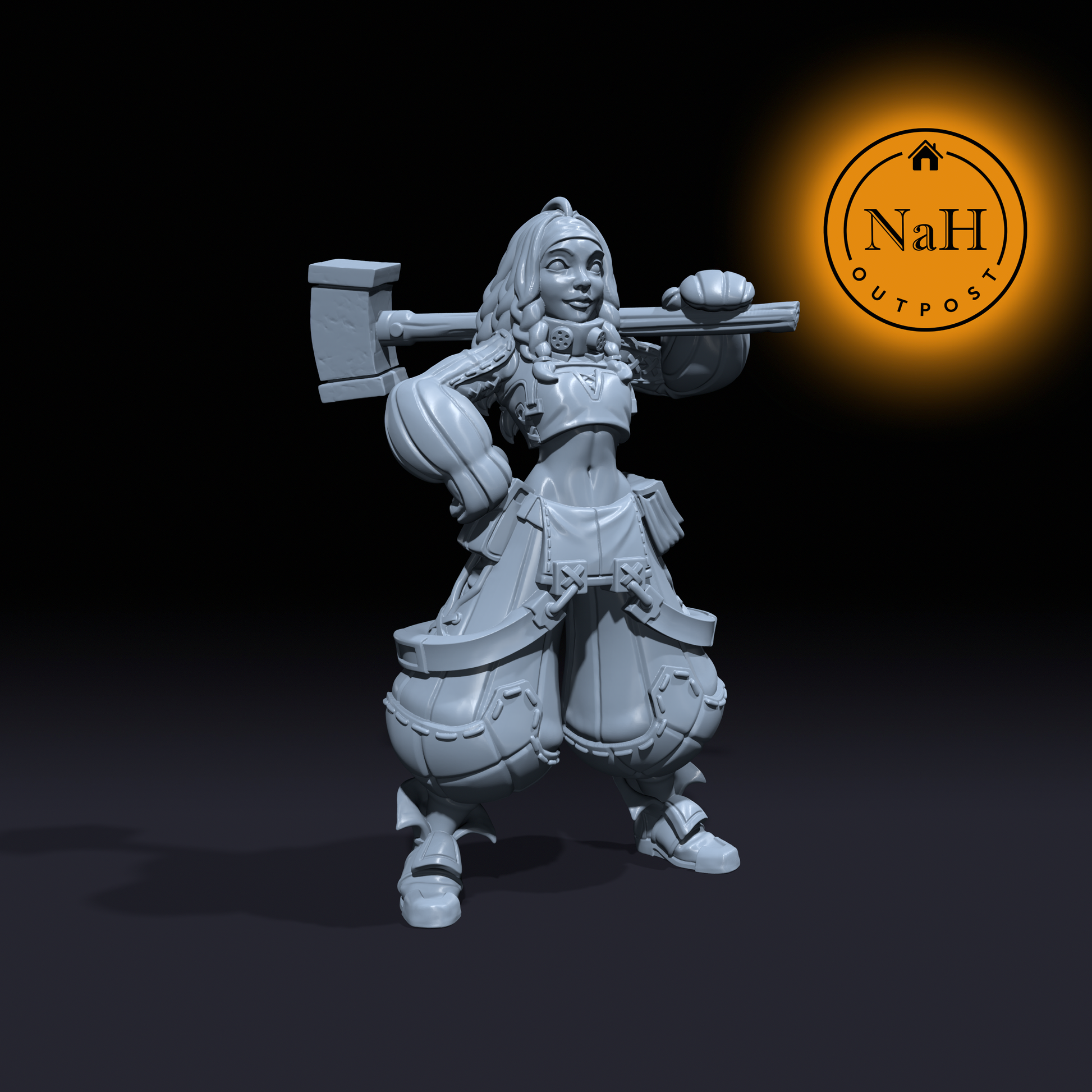 Phoebe Hammerstrike | Female Artificer | Barbarian miniature for Tabletop games like D&D and War Gaming| Dungeons and Dragons Mini | RN estudio