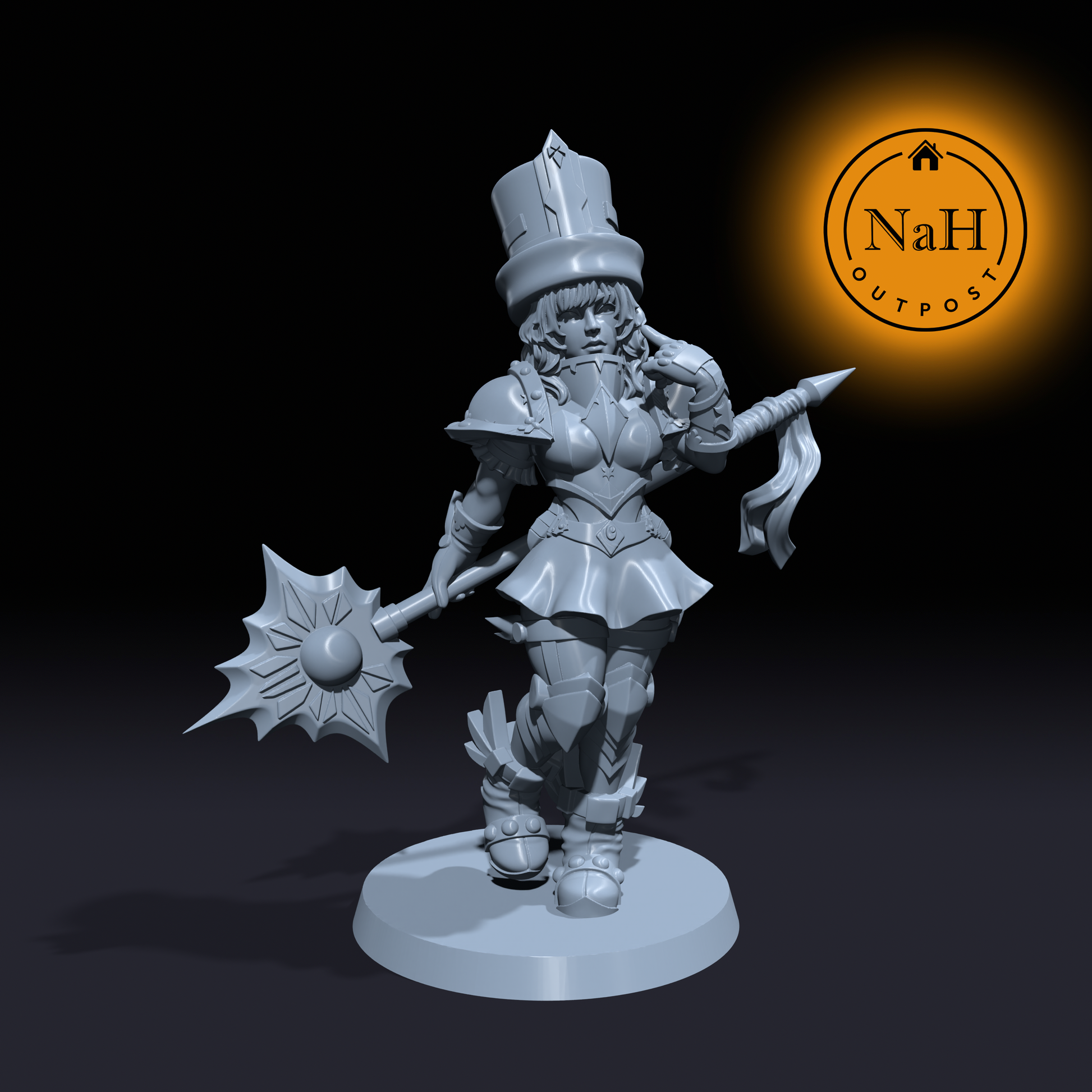 Balitha Brightmace | Guard Priest | Female Cleric or Paladin miniature for Tabletop games like D&D and War Gaming| Dungeons and Dragons Mini | RN estudio