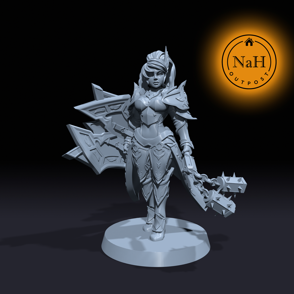 Jessenia Shieldheart | Female Paladin or Cleric miniature for Tabletop games like D&D and War Gaming| Dungeons and Dragons Mini | RN estudio