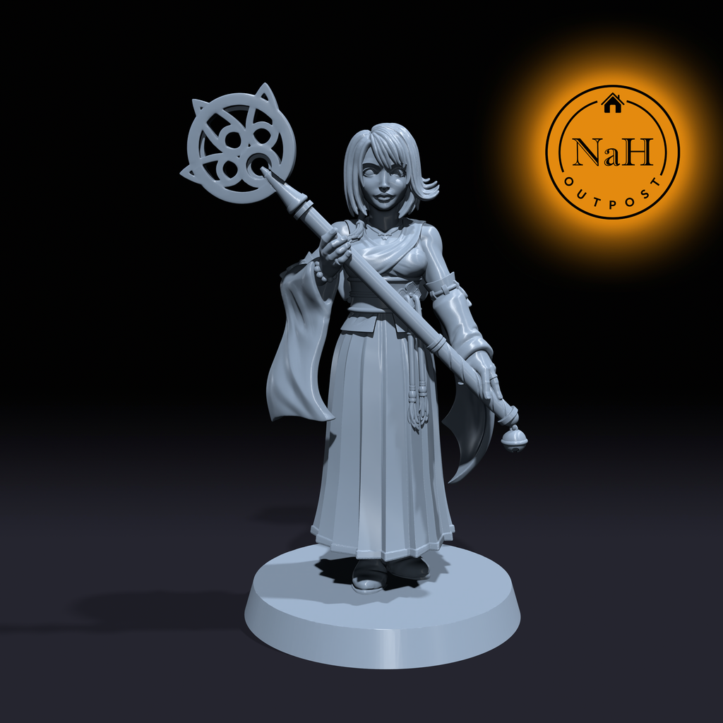 Lioona Brightstaff | Female Cleric | Sorcerer | Wizard miniature for Tabletop games like D&D and War Gaming| Dungeons and Dragons Mini | RN estudio