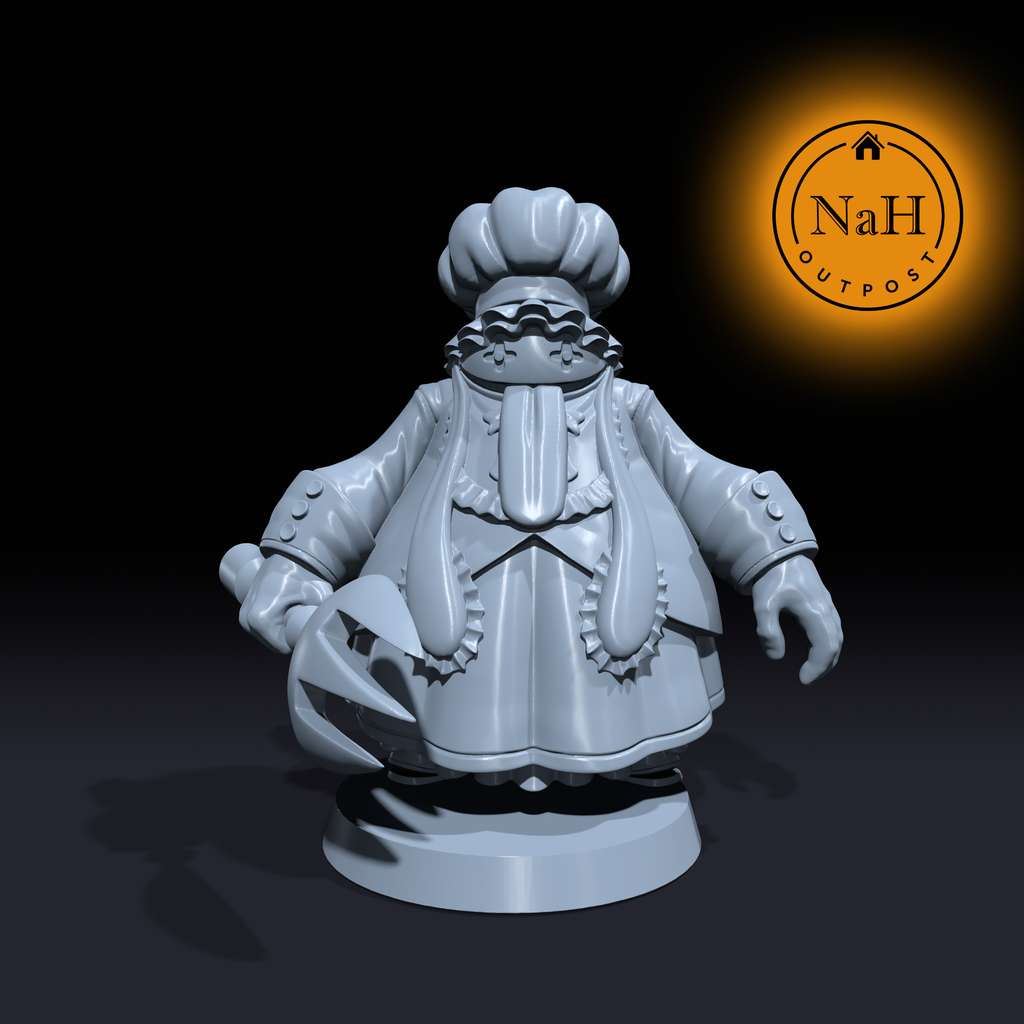 Salweeki Potbelly Chef | Sous-chef Cook miniature for Tabletop games like D&D and War Gaming| Dungeons and Dragons Mini | RN estudio