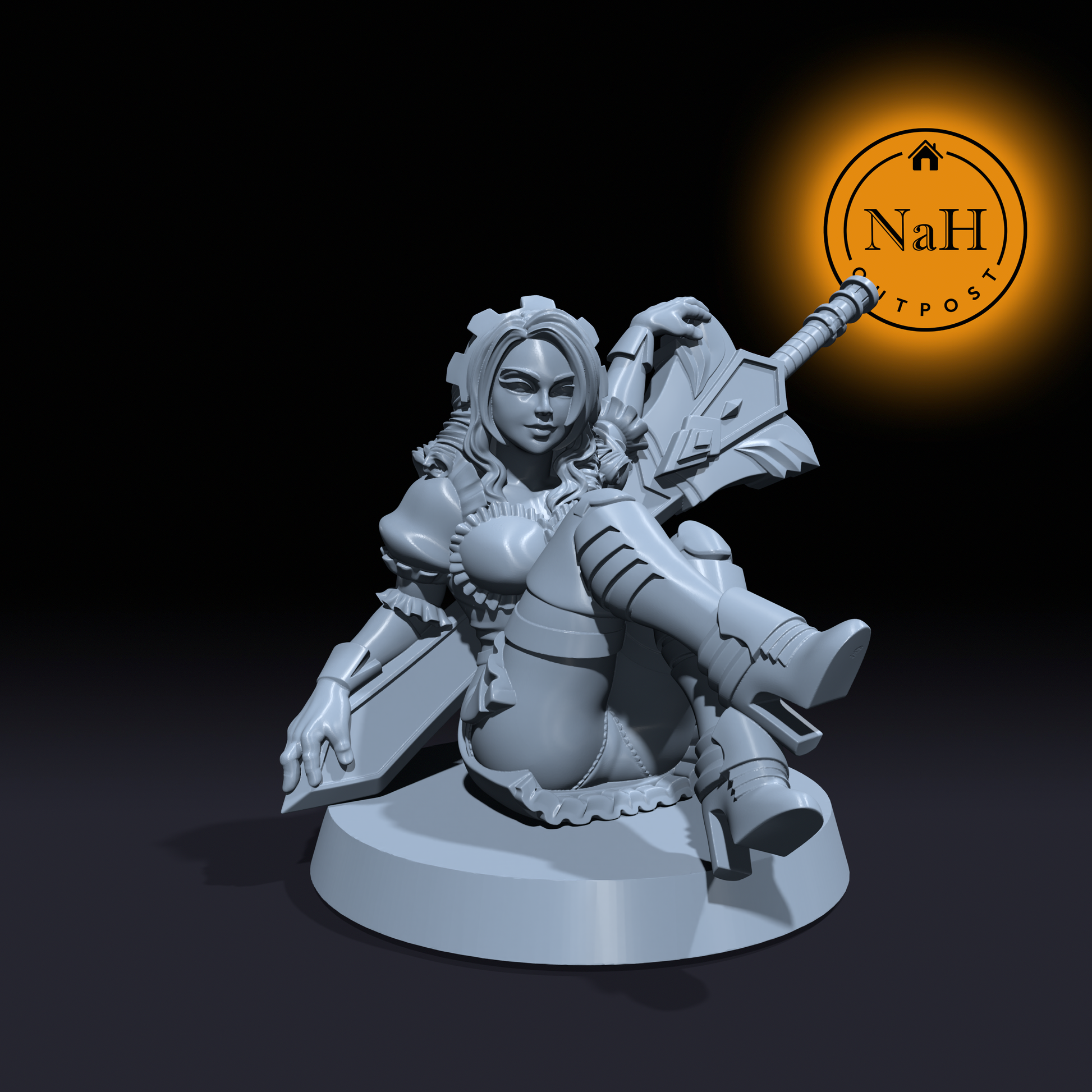 Shareena Steelheart | Maid Guard | Female Pinup | Fighter miniature for Tabletop games like D&D and War Gaming| Dungeons and Dragons Mini | RN estudio