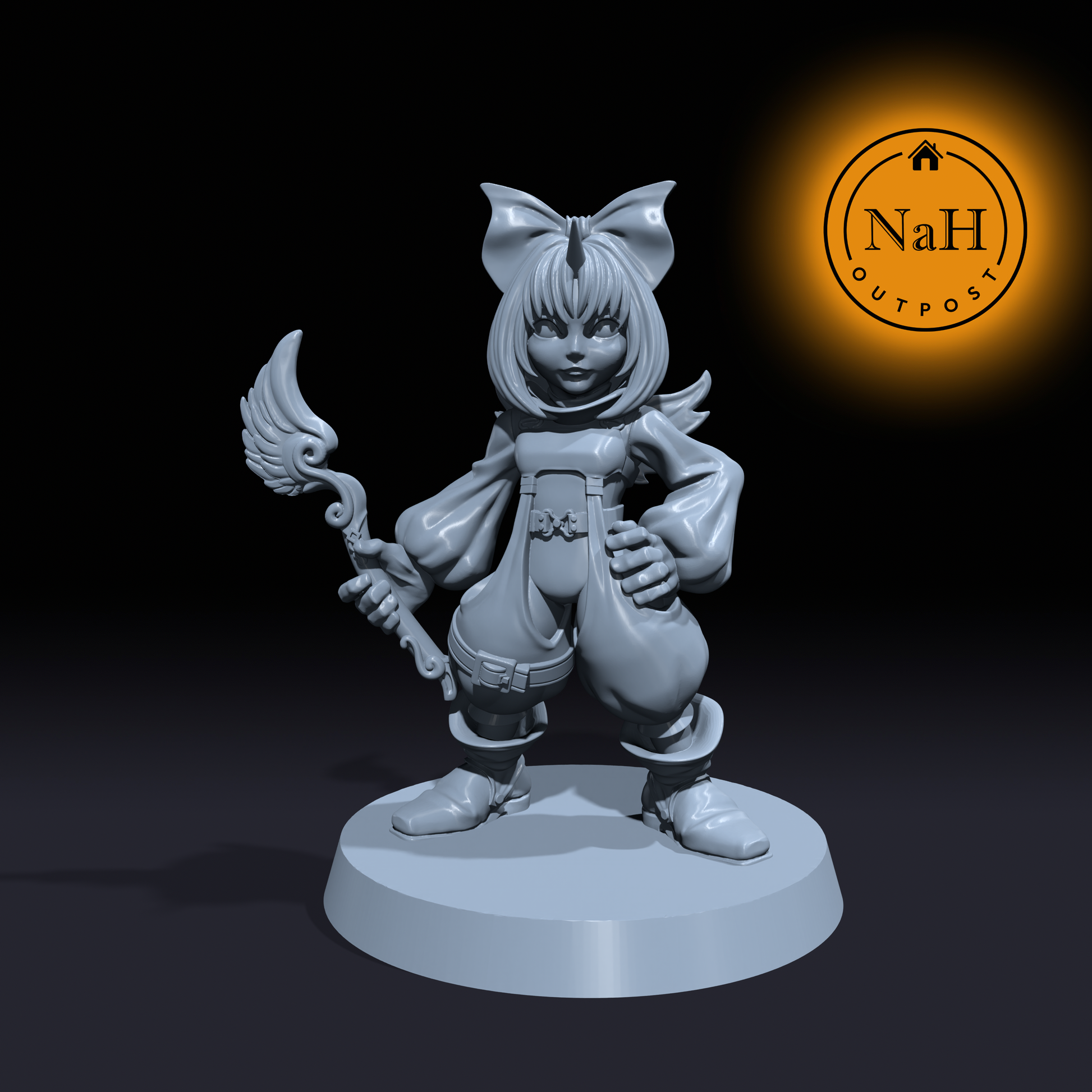 Silli Moonwand | Gnome | Halfling | Caster or Fey Warlock miniature for Tabletop games like D&D and War Gaming| Dungeons and Dragons Mini | RN estudio