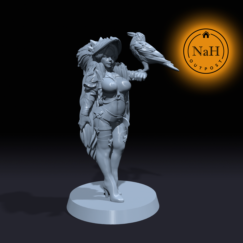 Kalimani Ravencloak | Raven Assassin | Sexy Pinup Raven Queen miniature for Tabletop games like D&D and War Gaming| Dungeons and Dragons Mini | RN estudio