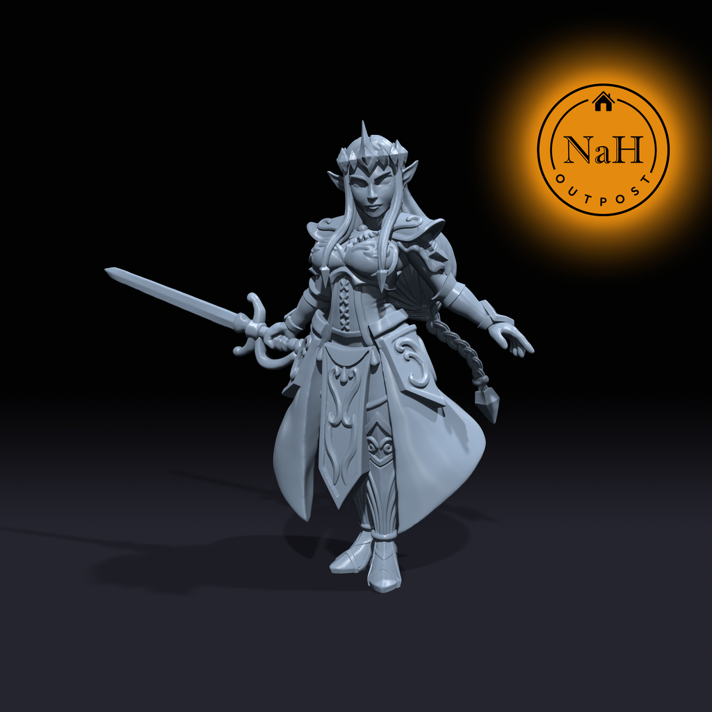 Zalidra Moonblade | Elven Princess | Female Sexy Pinup Fighter miniature for Tabletop games like D&D and War Gaming| Dungeons and Dragons Mini | RN estudio