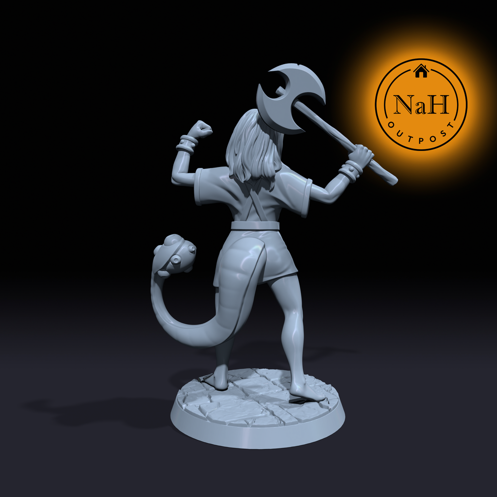 Yssra Bogtail | One Eyed Tiefling Barbarian miniature for Tabletop games like D&D and War Gaming| Dungeons and Dragons Mini | RN estudio