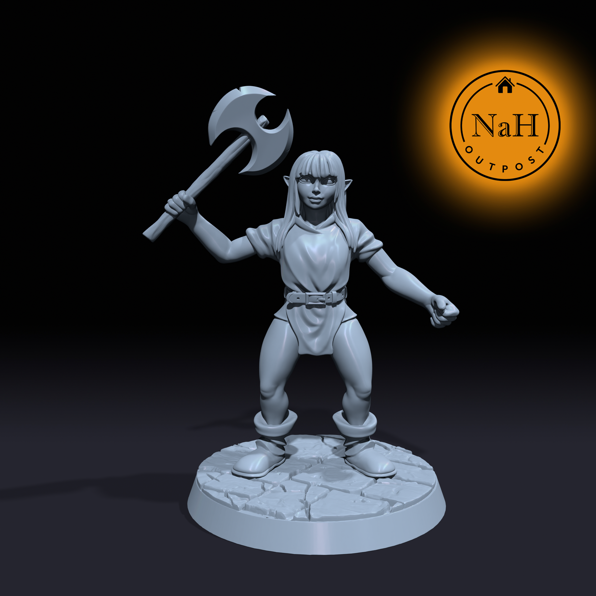 Rukk Rustaxe | Goblin Barbarian or Fighter miniature for Tabletop games like D&D and War Gaming| Dungeons and Dragons Mini | RN estudio