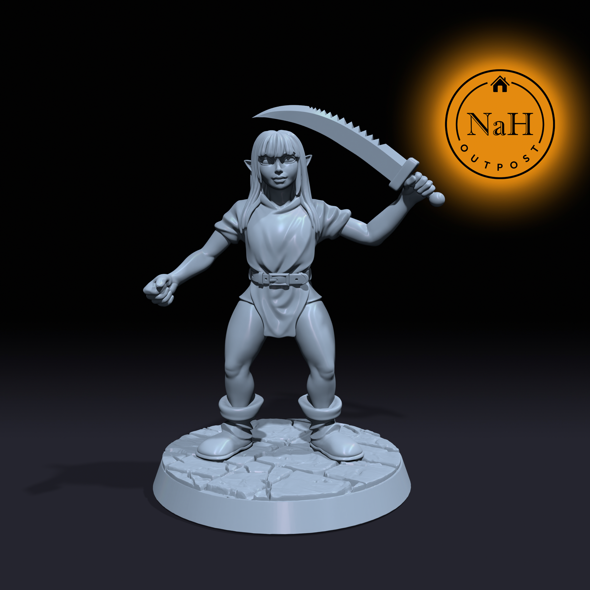 Vrixa Ironfang | Goblin Barbarian Fighter or Rogue miniature for Tabletop games like D&D and War Gaming| Dungeons and Dragons Mini | RN estudio
